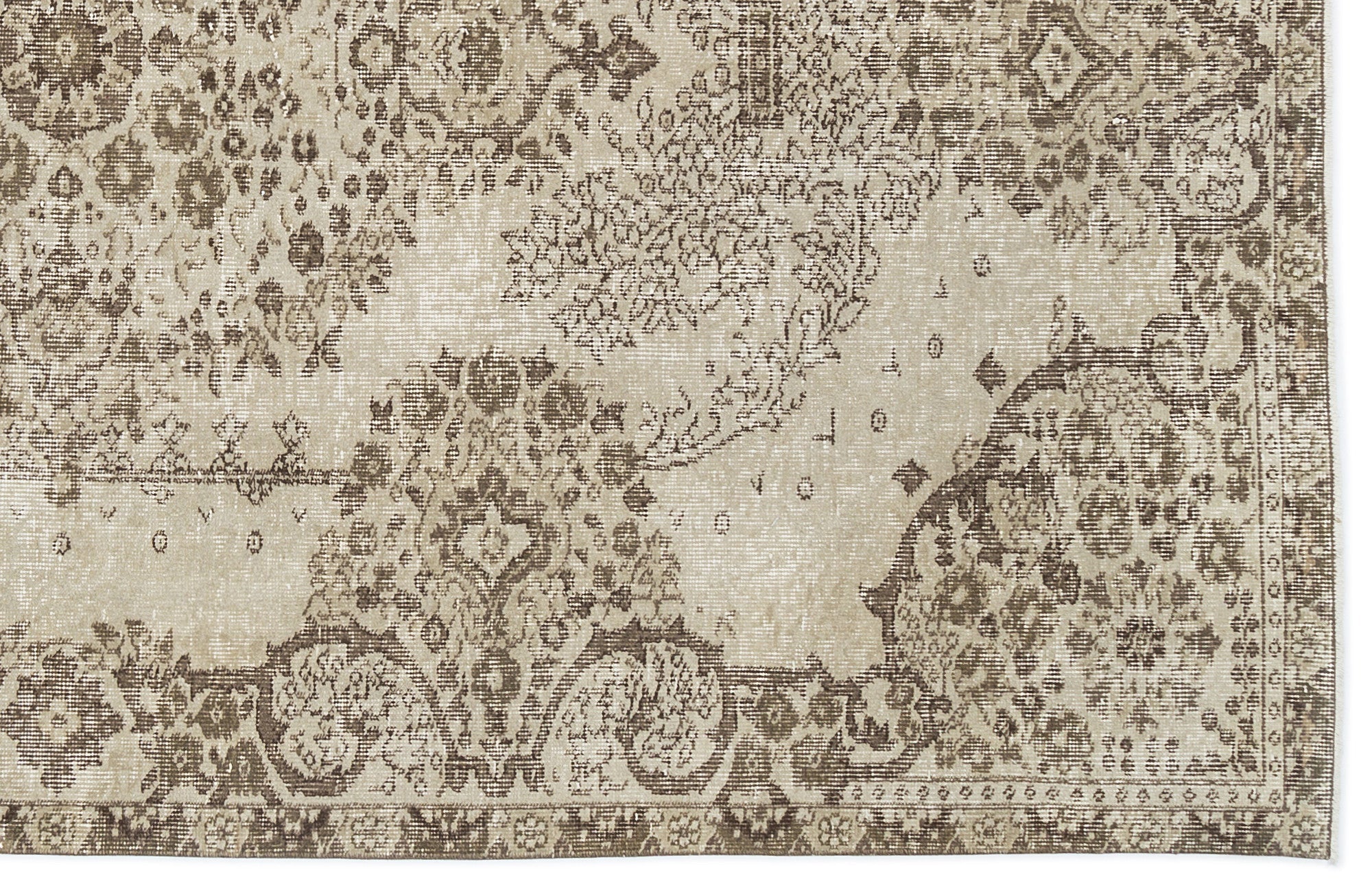 Atina 9237 Beige Vintage Wool Handmade Area Rug 5'3" x 8'8"