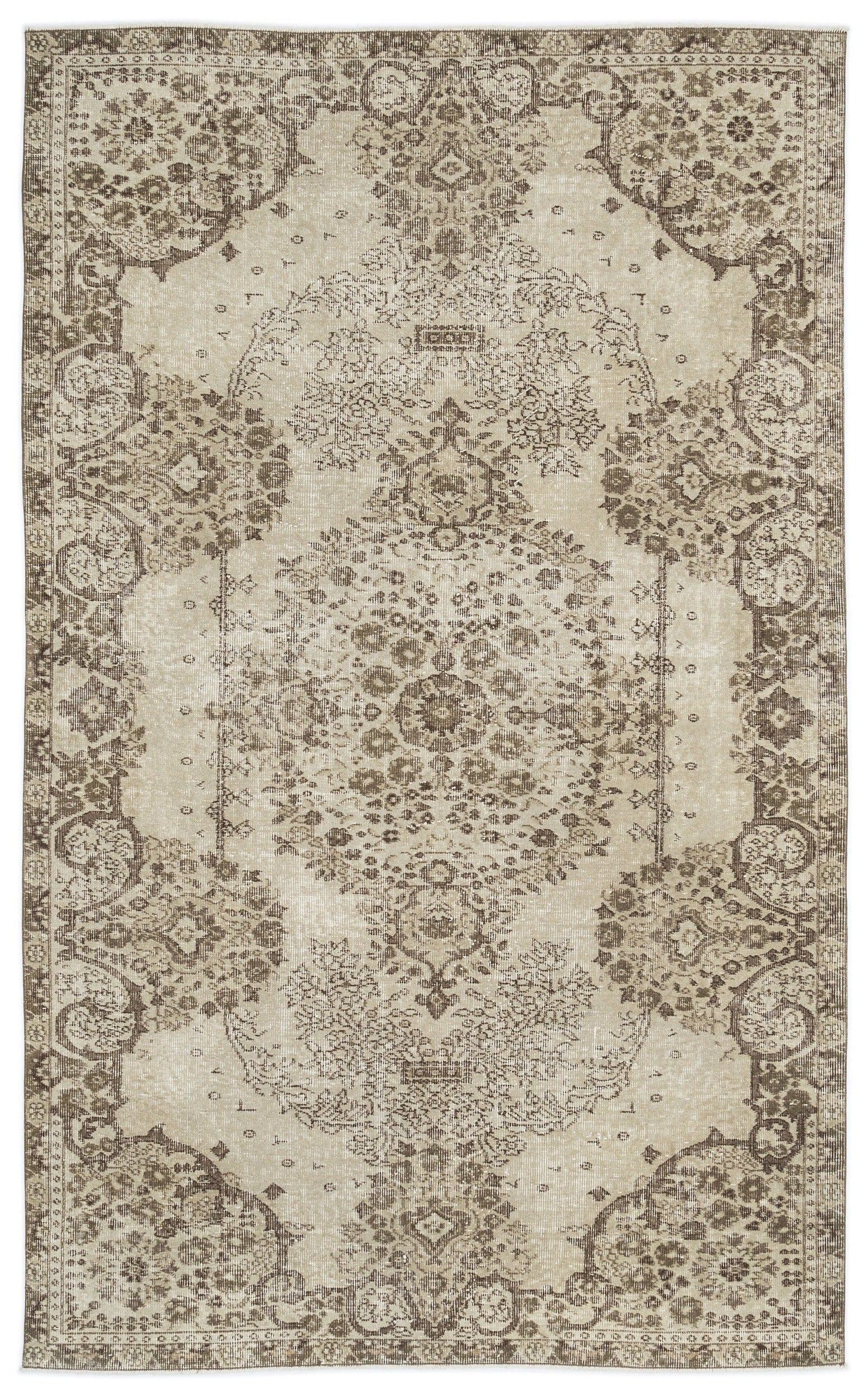 Atina 9237 Beige Vintage Wool Handmade Area Rug 5'3" x 8'8"