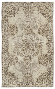 Atina 9237 Beige Vintage Wool Handmade Area Rug 5'3" x 8'8"