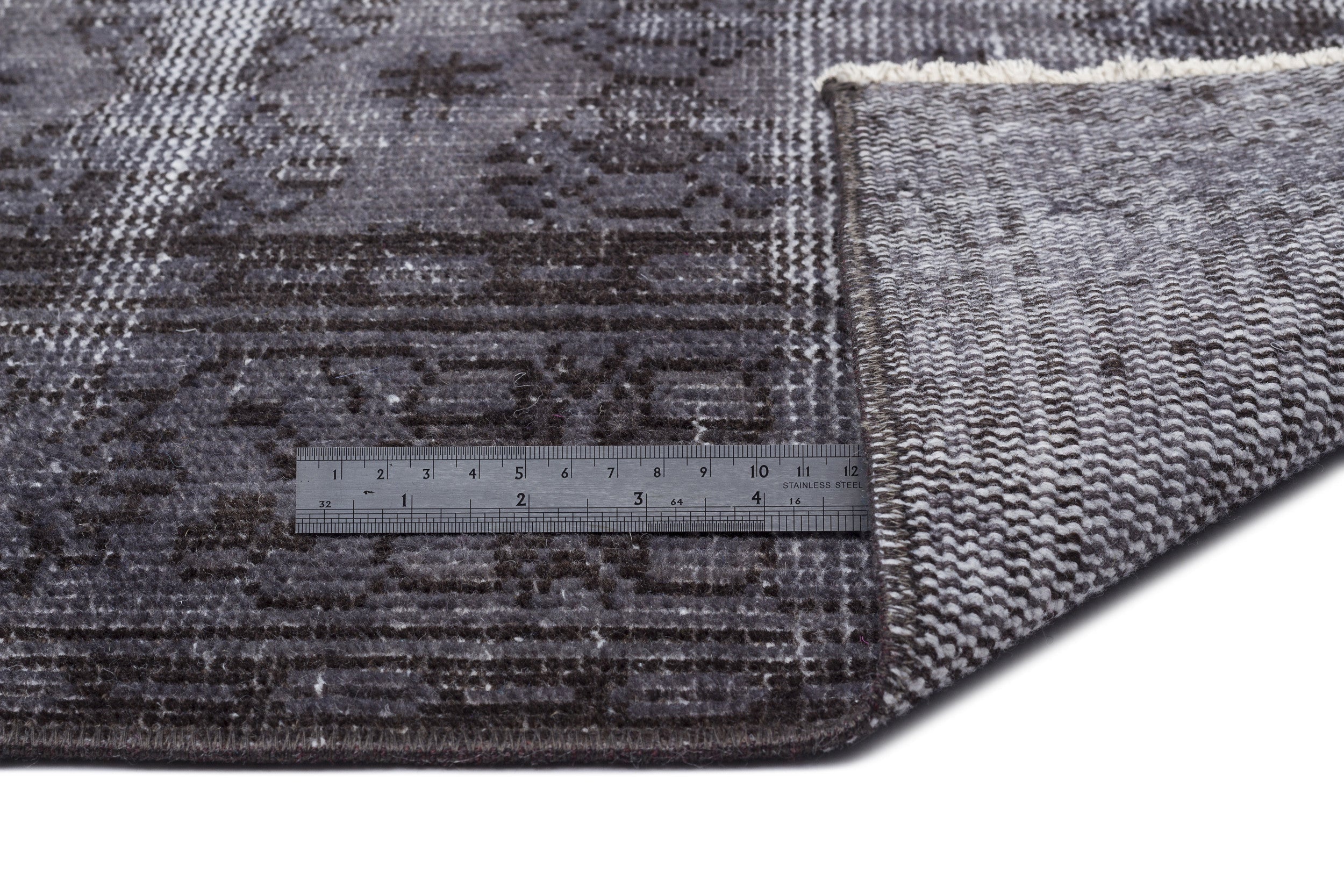 Atina Grey Vintage Wool Handmade Area Rug 5'7" x 9'2"