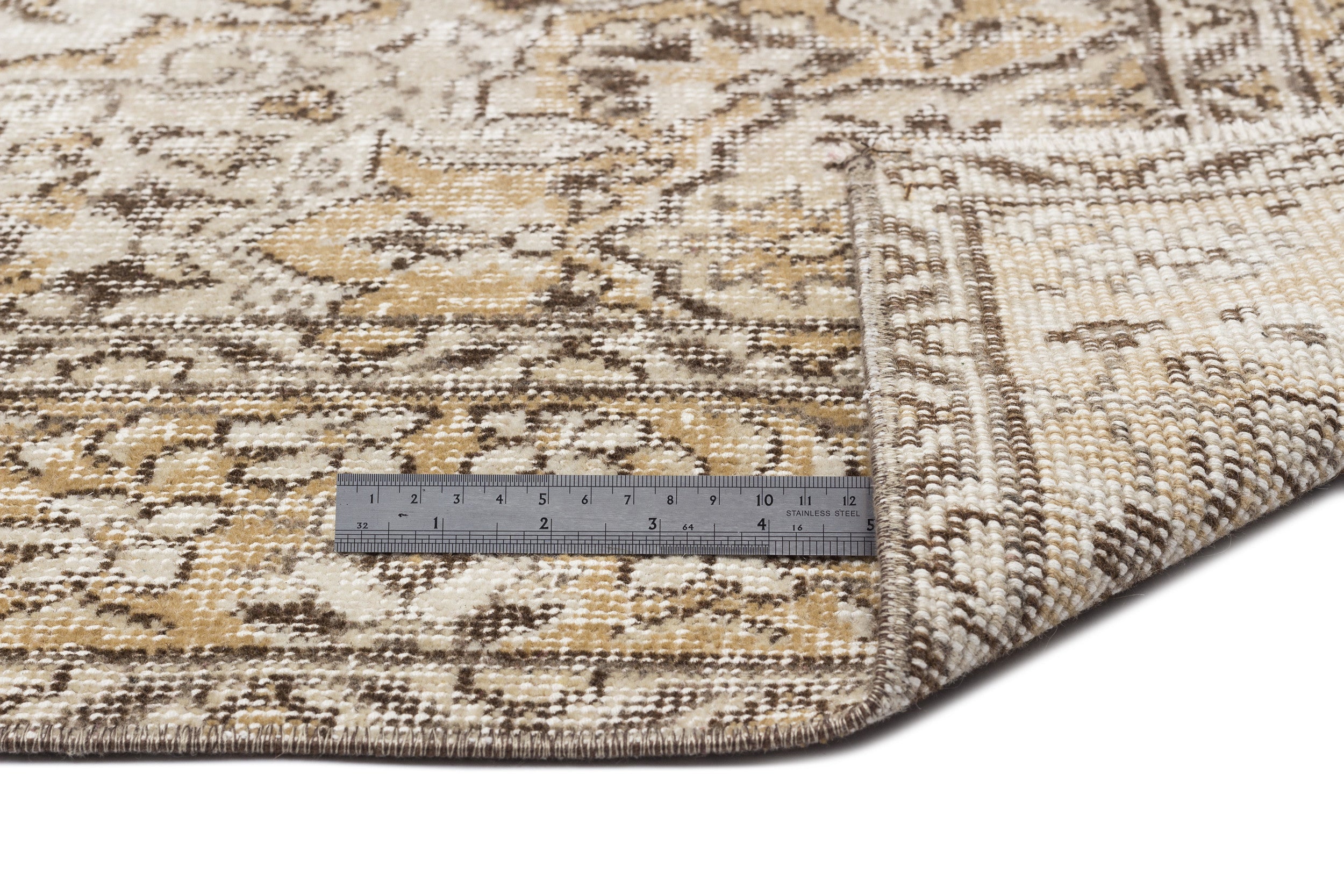 Atina Beige Vintage Wool Handmade Area Rug 5'8" x 9'10"