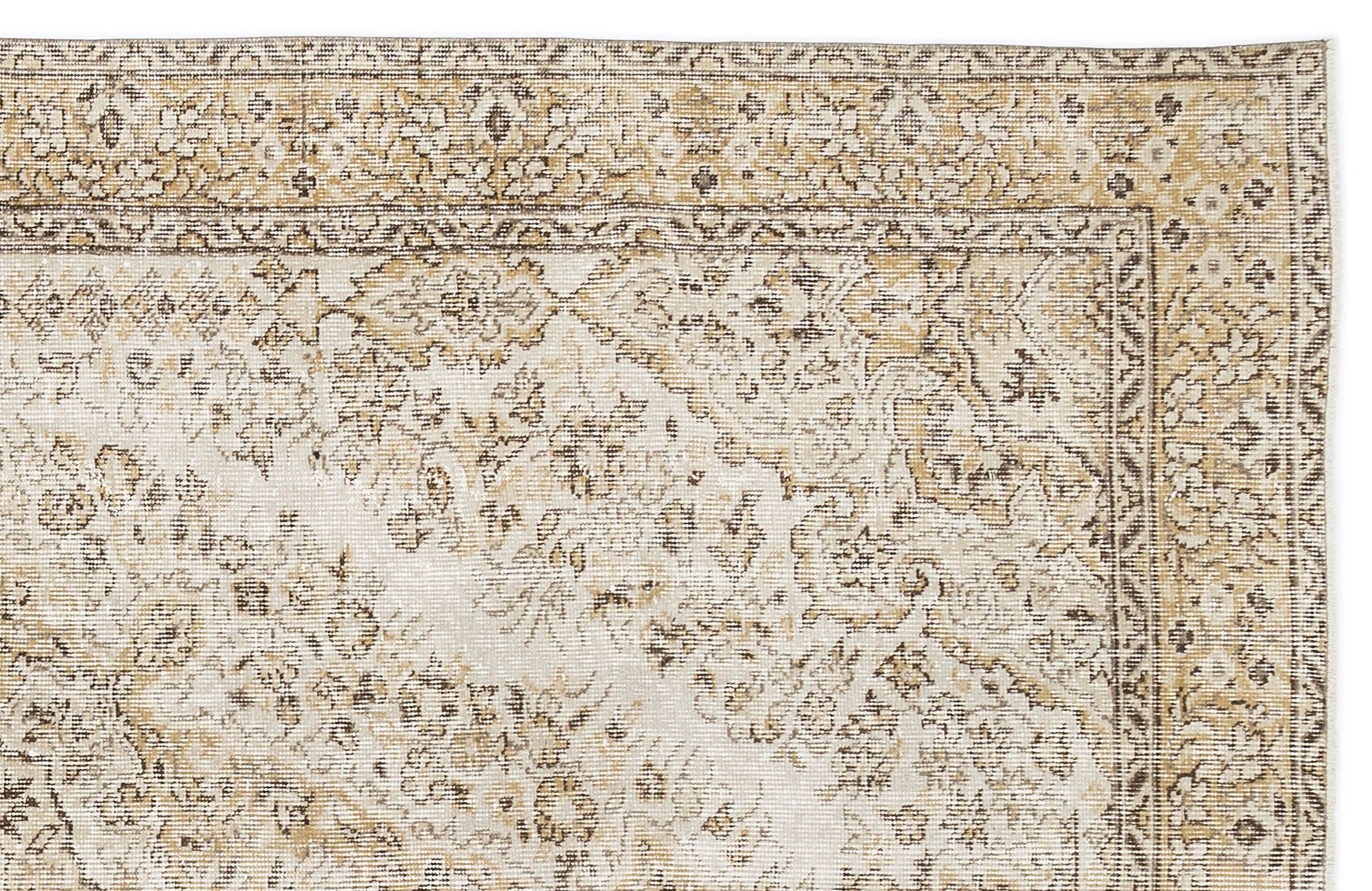 Atina Beige Vintage Wool Handmade Area Rug 5'8" x 9'10"
