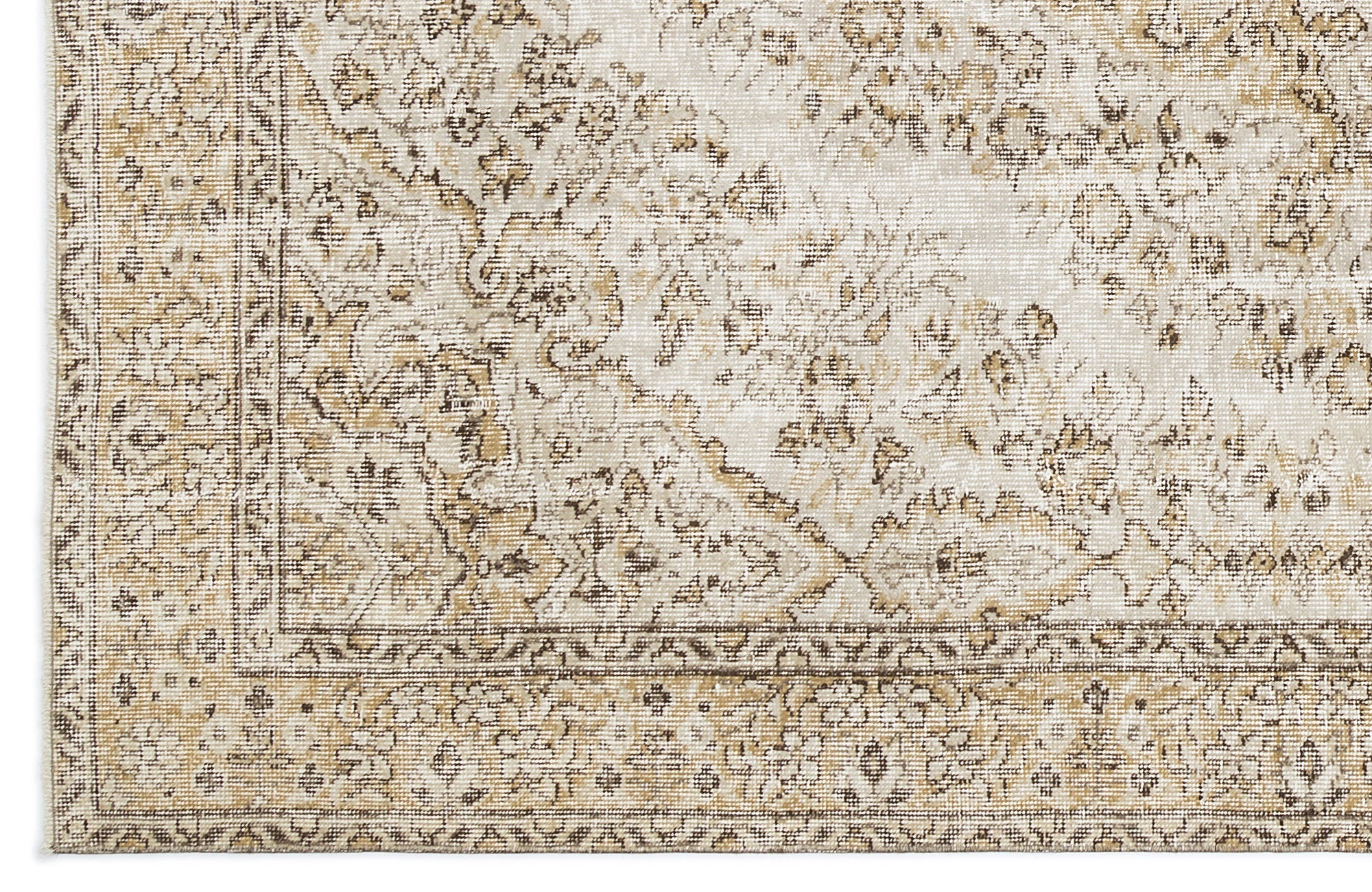 Atina Beige Vintage Wool Handmade Area Rug 5'8" x 9'10"