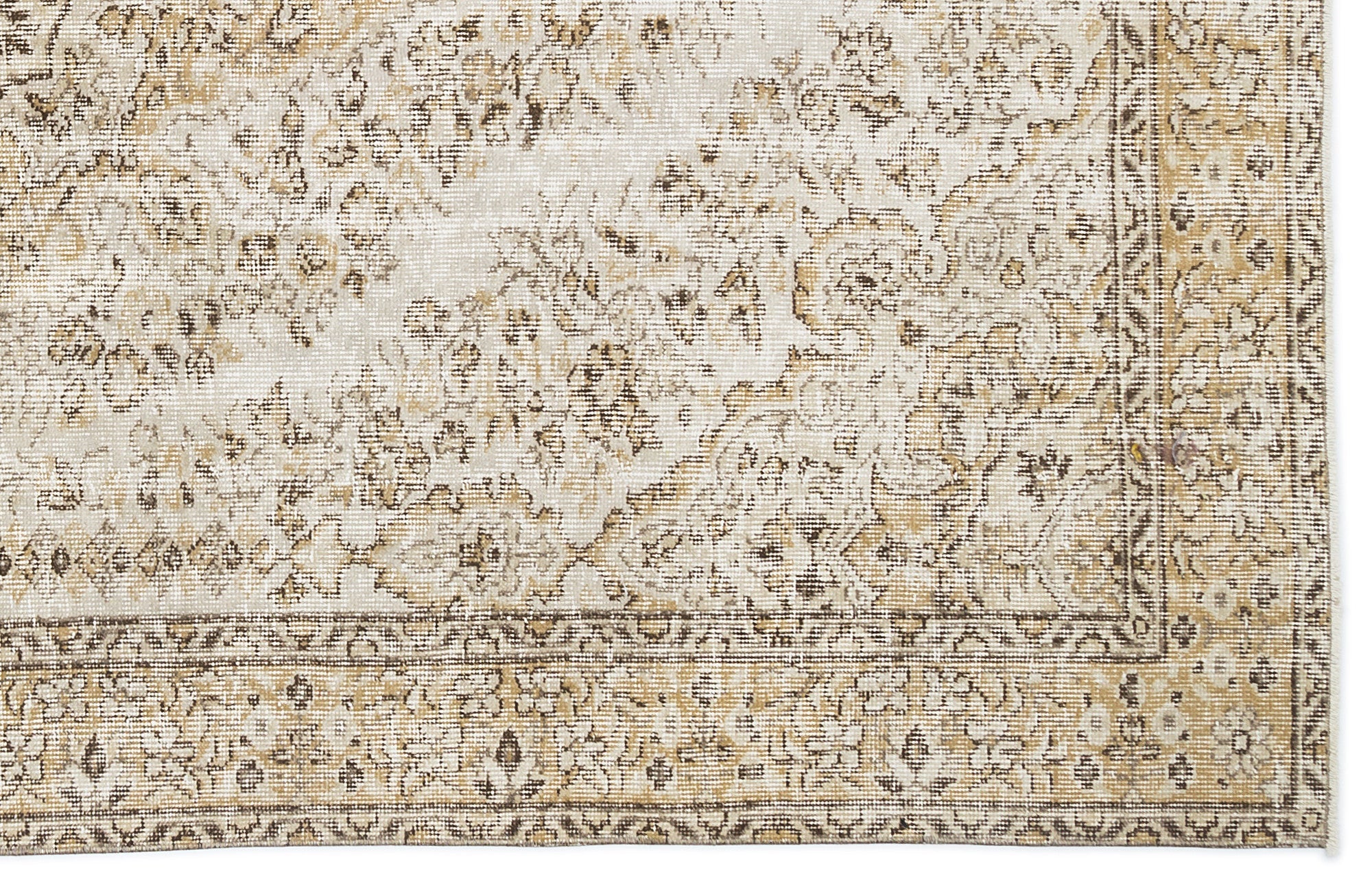 Atina Beige Vintage Wool Handmade Area Rug 5'8" x 9'10"