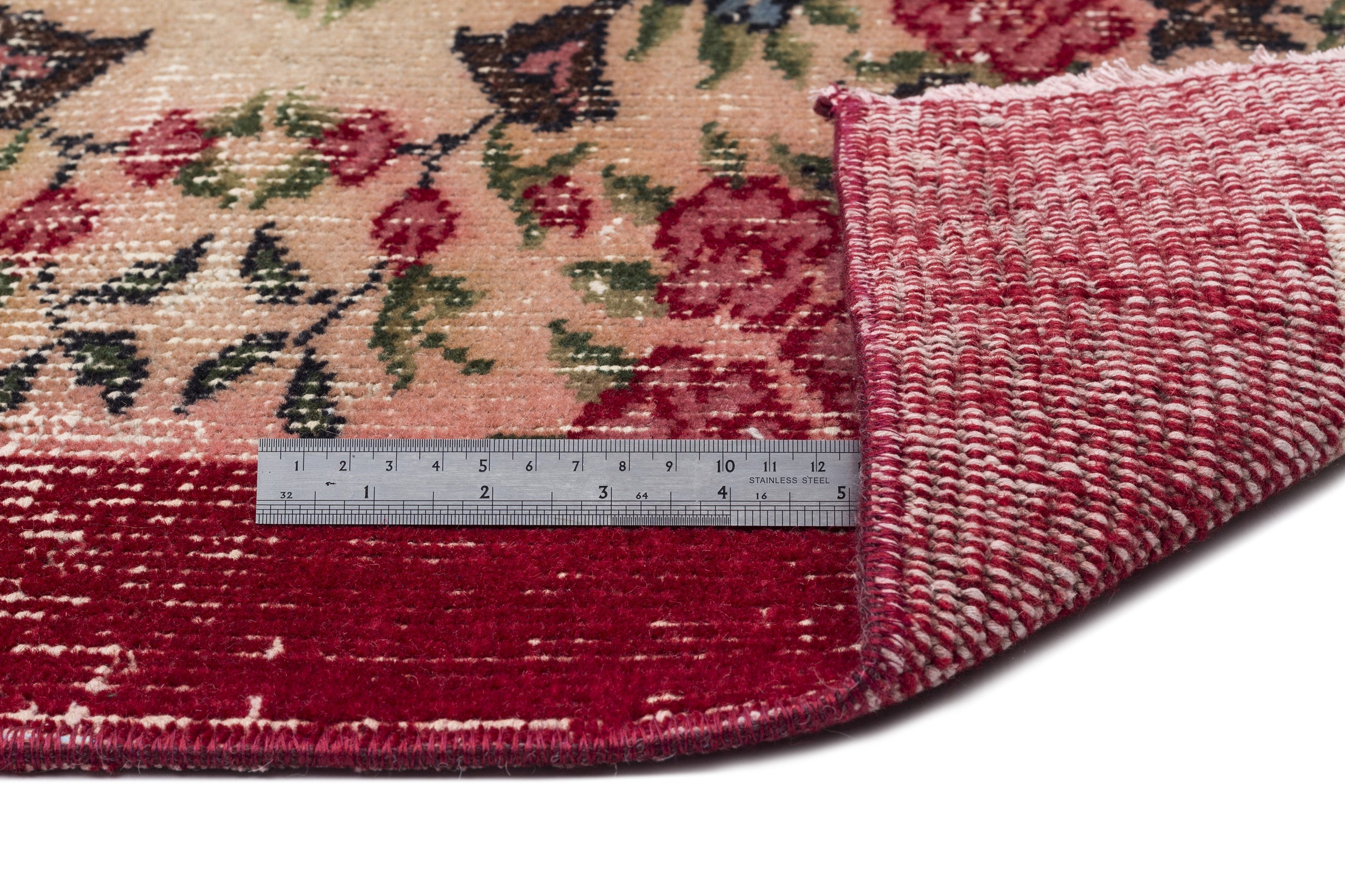 Atina Cream Vintage Wool Handmade Area Rug 5'2" x 8'9"
