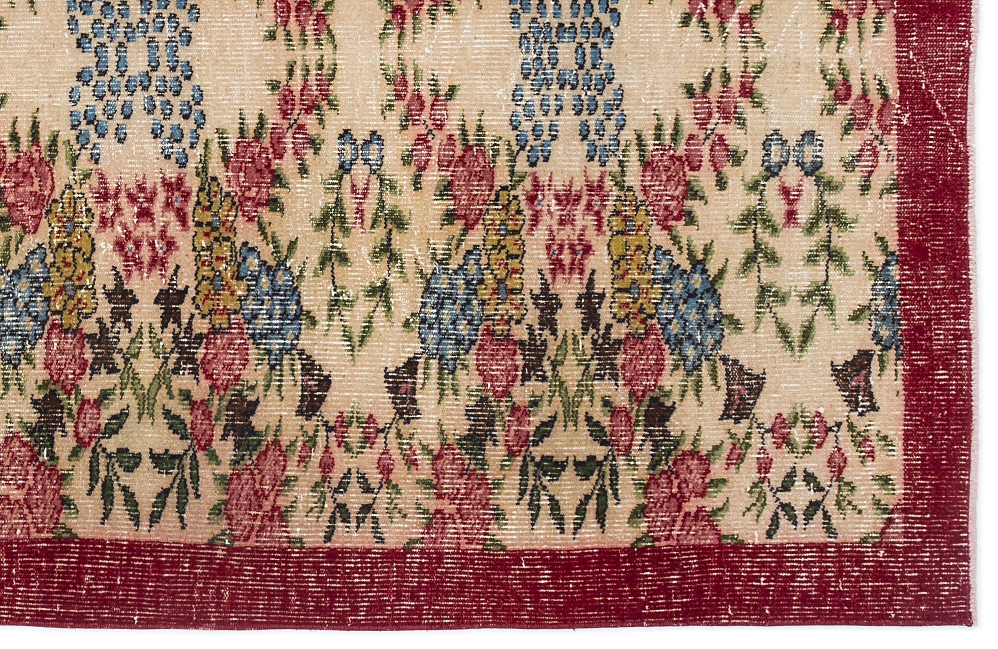 Atina Cream Vintage Wool Handmade Area Rug 5'2" x 8'9"