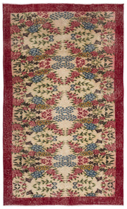 Atina Cream Vintage Wool Handmade Area Rug 5'2" x 8'9"