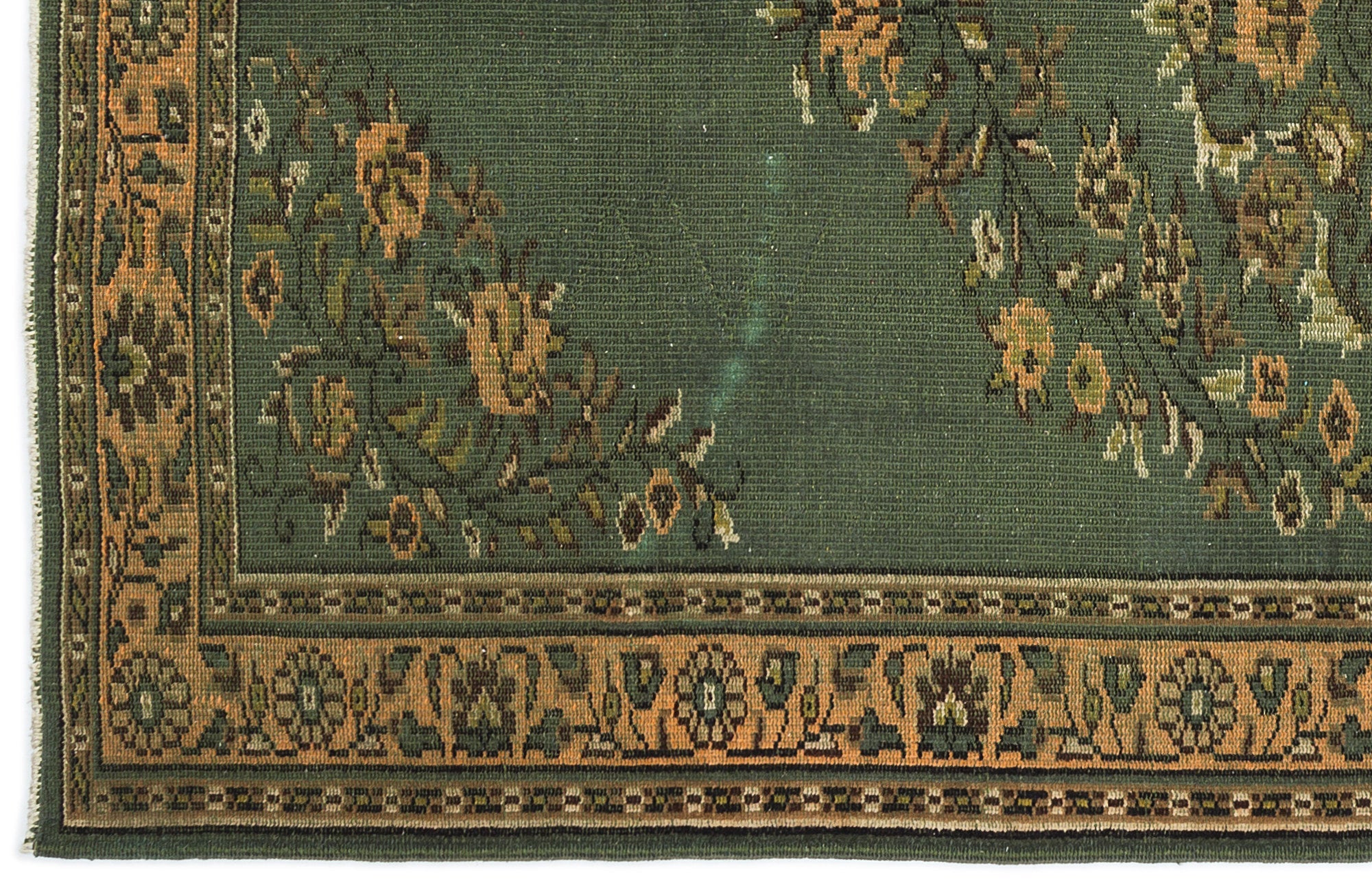 Atina Green Vintage Wool Handmade Area Rug 5'10" x 9'7"