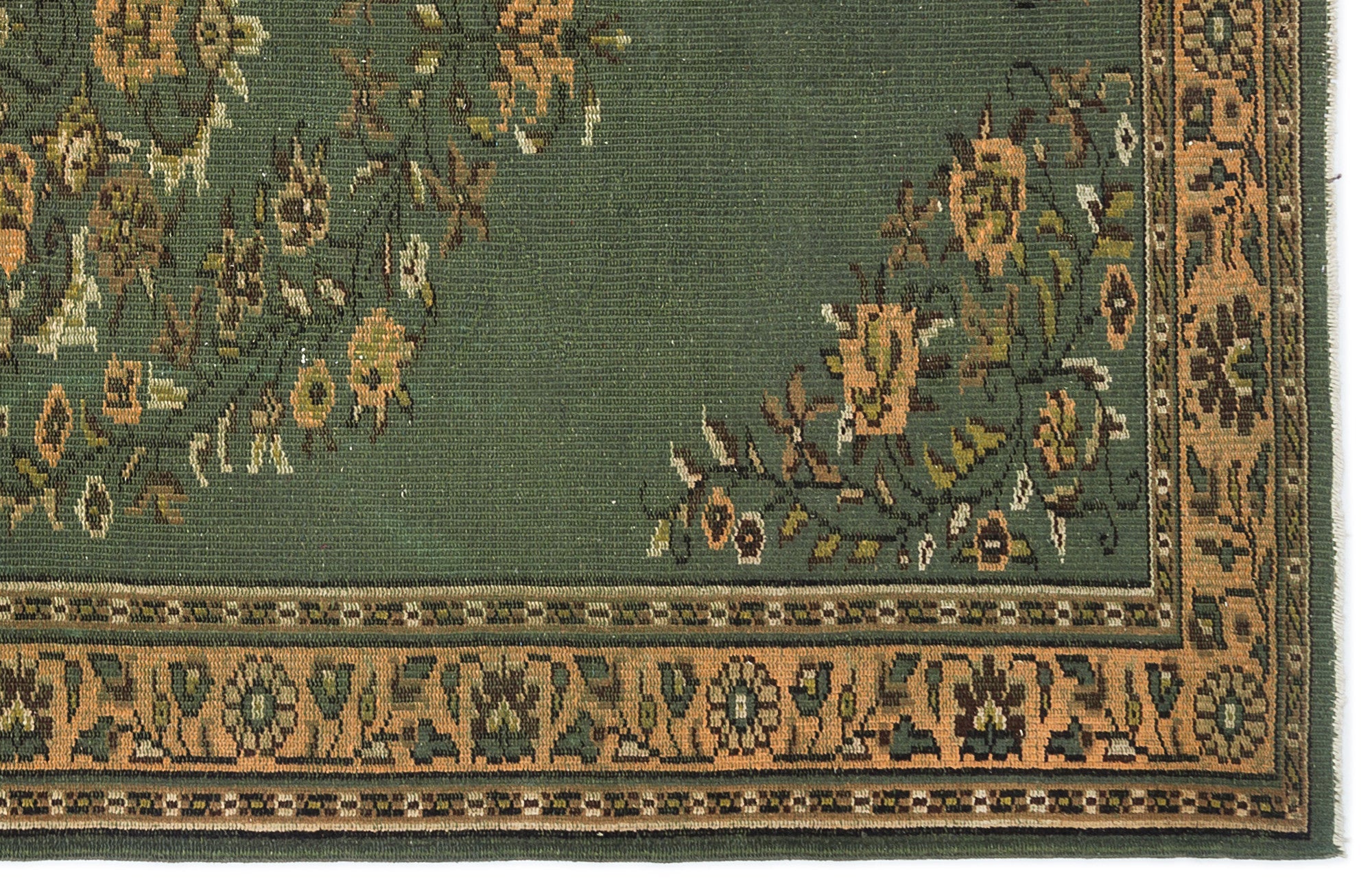 Atina Green Vintage Wool Handmade Area Rug 5'10" x 9'7"