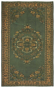 Atina Green Vintage Wool Handmade Area Rug 5'10" x 9'7"