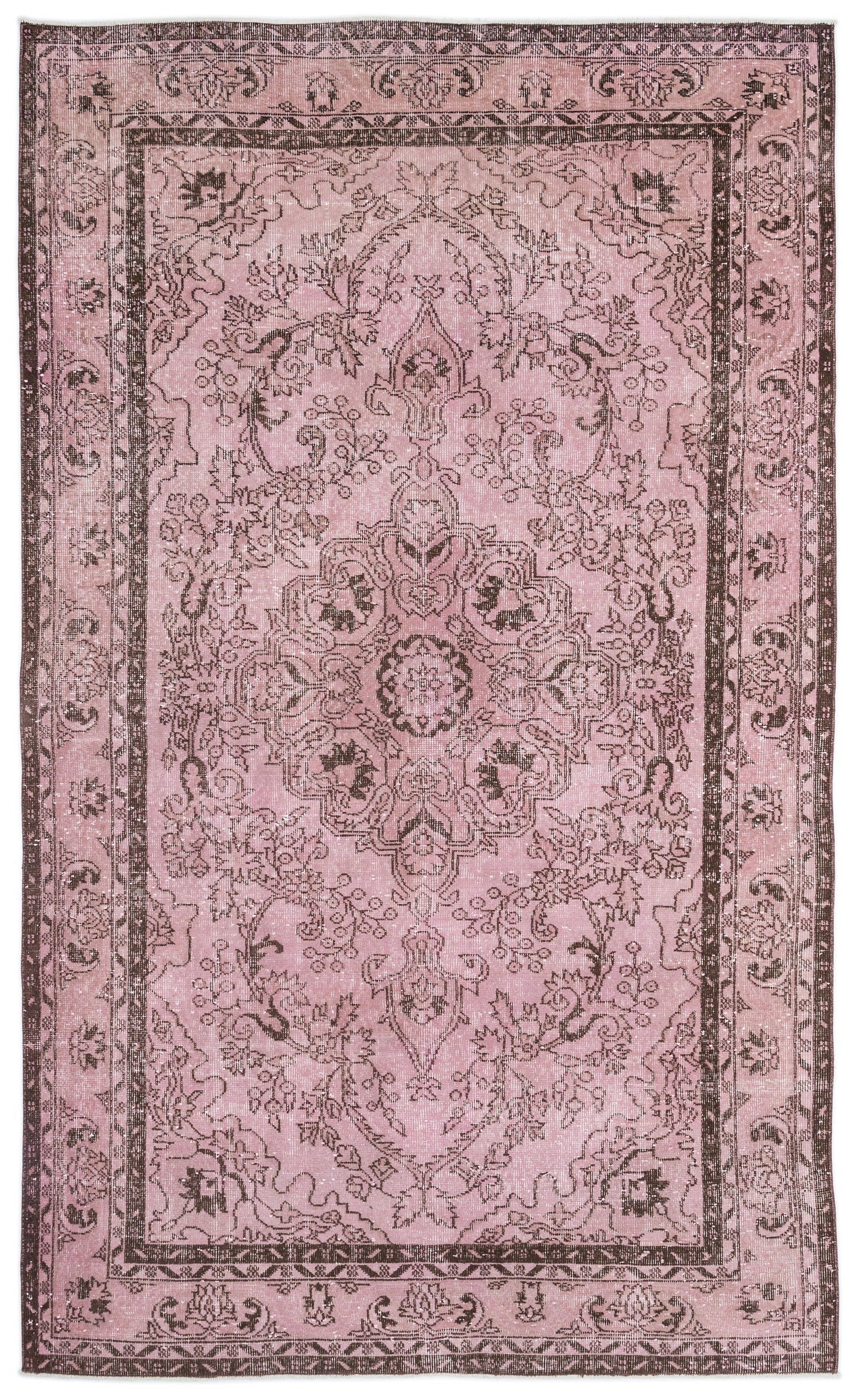 Atina 9395 Pink Vintage Wool Handmade Area Rug 5'11" x 9'10"