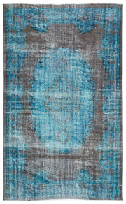Atina Turquoise Vintage Wool Handmade Area Rug 6'1" x 9'7"