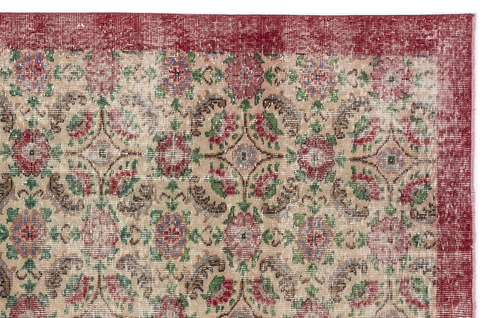Atina Cream Vintage Wool Handmade Area Rug 5'5" x 9'5"