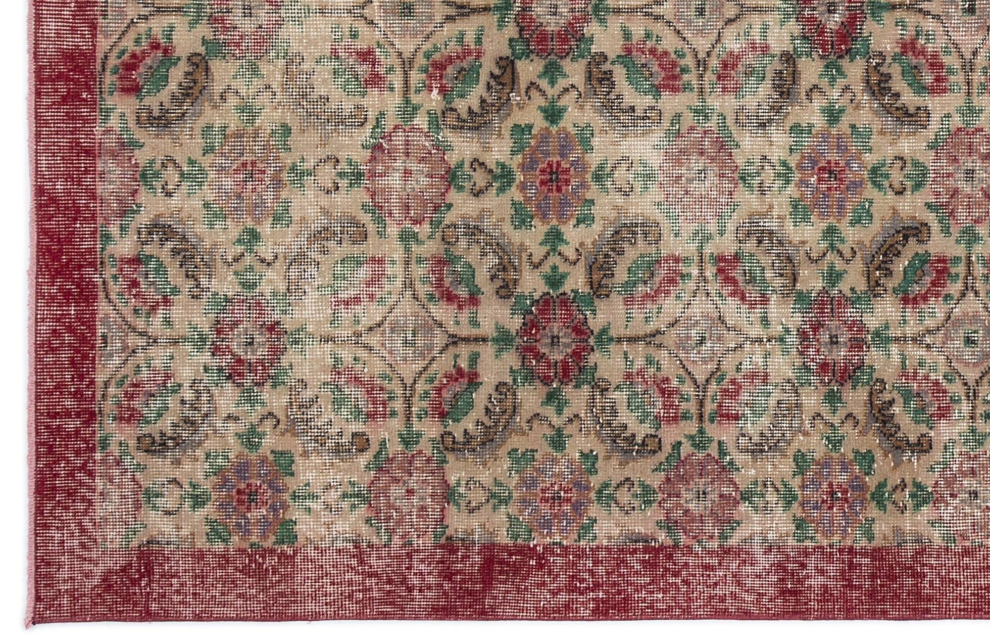 Atina Cream Vintage Wool Handmade Area Rug 5'5" x 9'5"