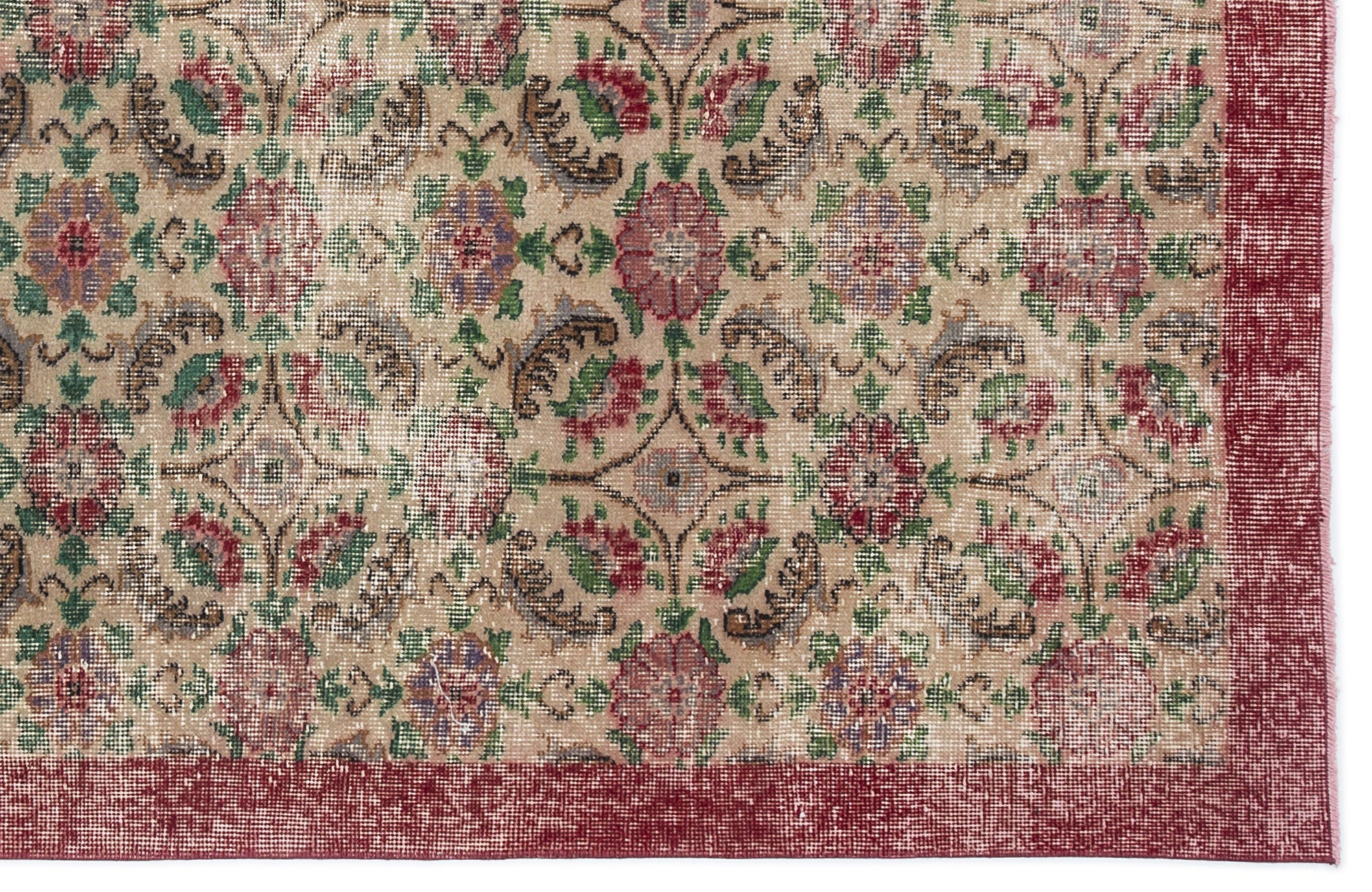 Atina Cream Vintage Wool Handmade Area Rug 5'5" x 9'5"