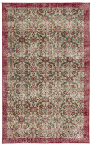 Atina Cream Vintage Wool Handmade Area Rug 5'5" x 9'5"