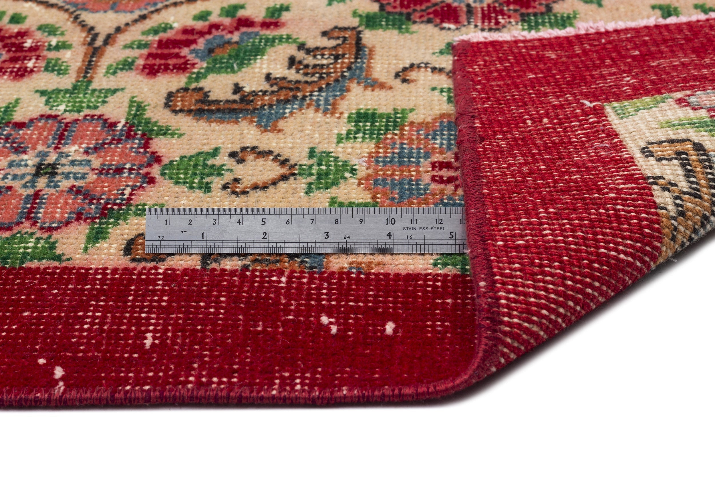 Atina Cream Vintage Wool Handmade Area Rug 5'9" x 9'7"