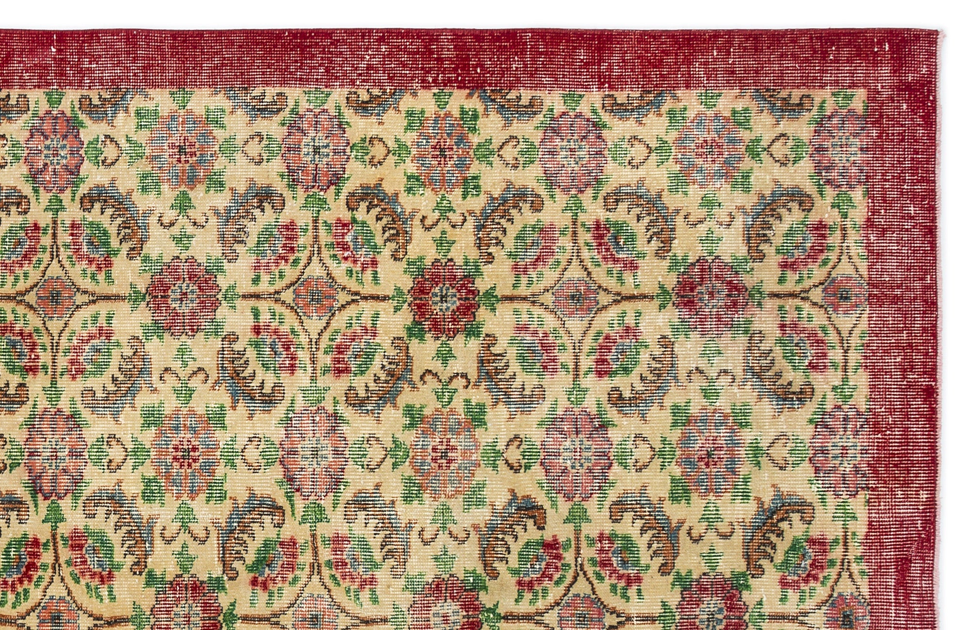 Atina Cream Vintage Wool Handmade Area Rug 5'9" x 9'7"