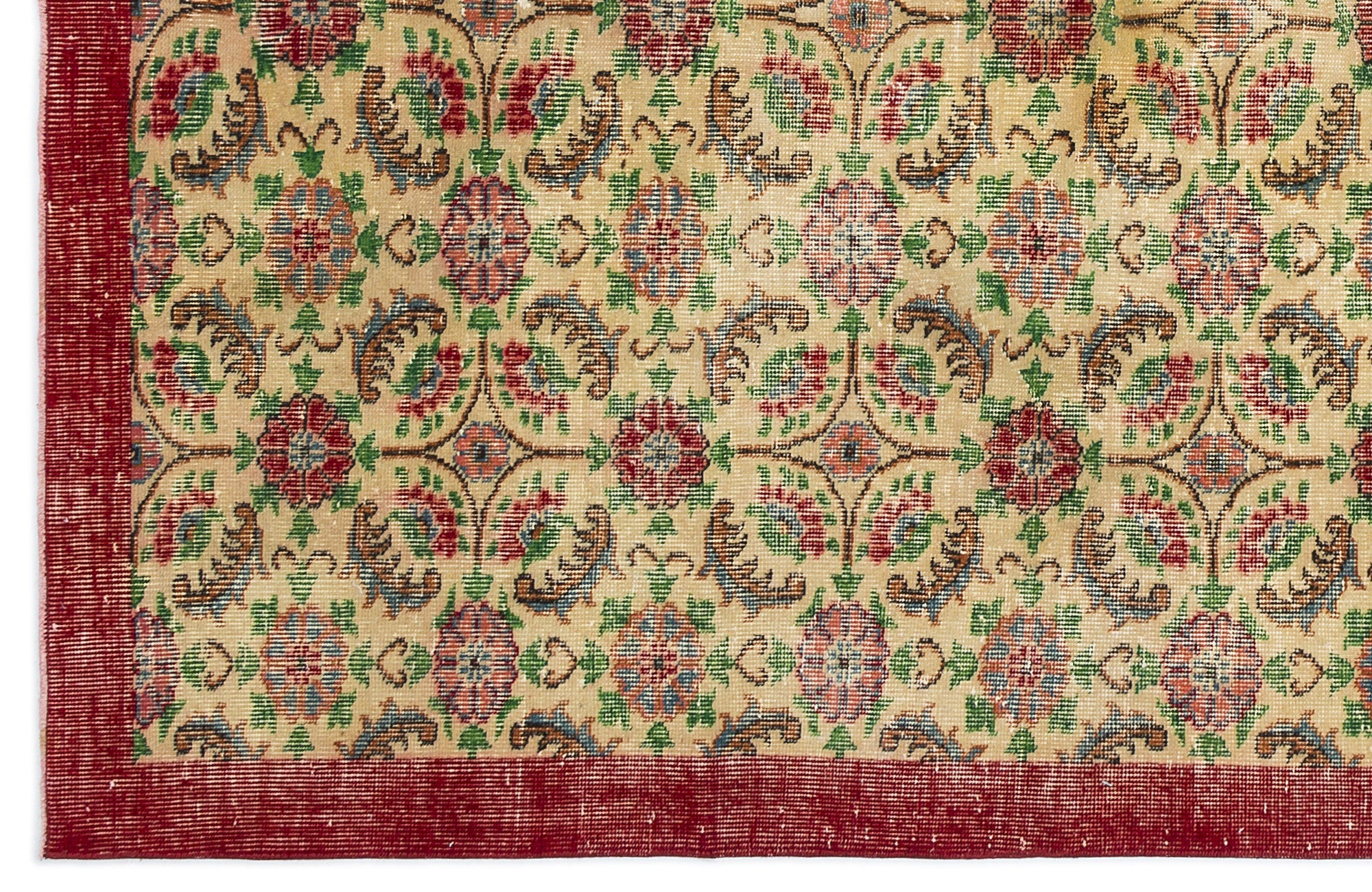 Atina Cream Vintage Wool Handmade Area Rug 5'9" x 9'7"