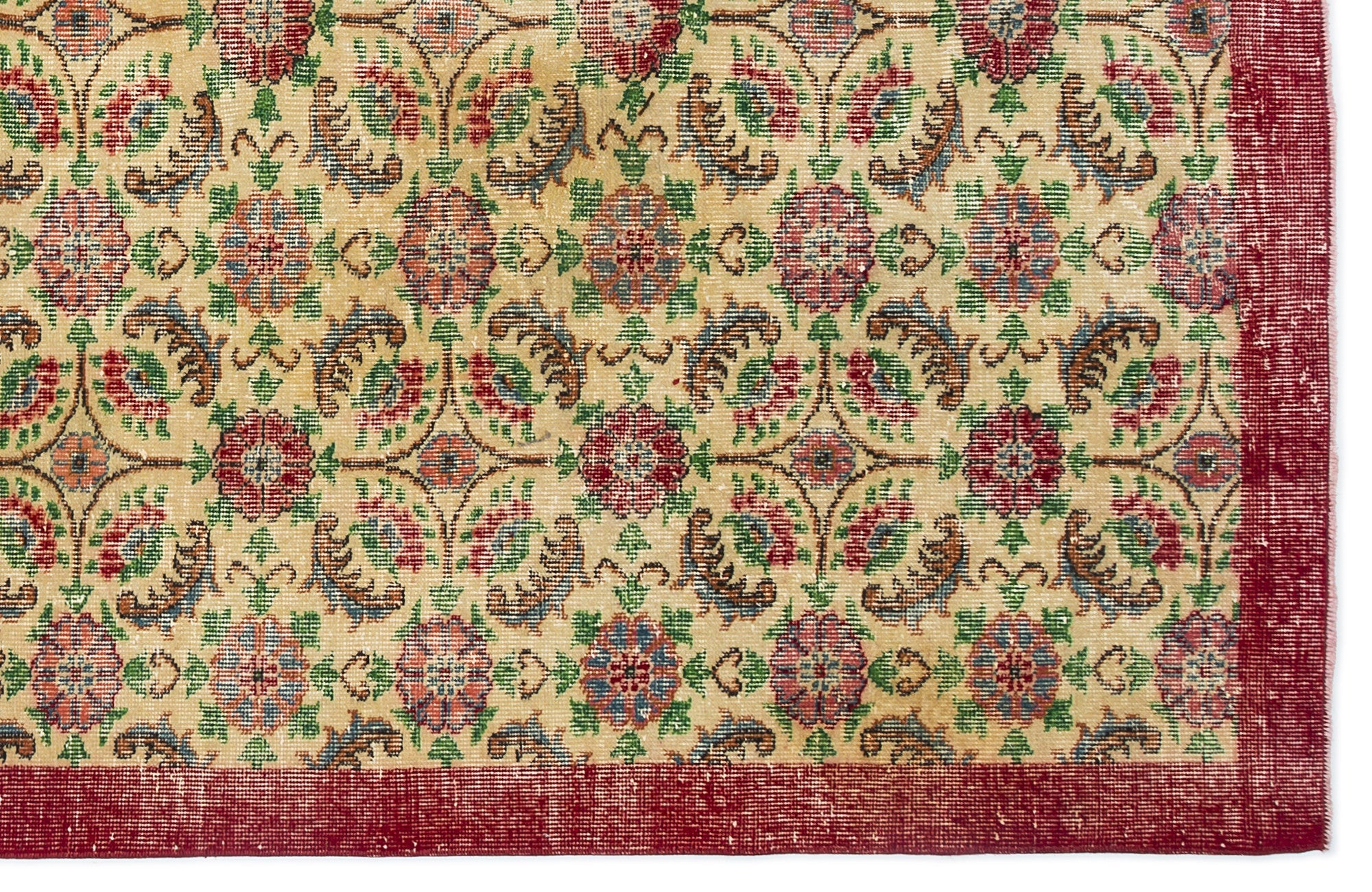 Atina Cream Vintage Wool Handmade Area Rug 5'9" x 9'7"