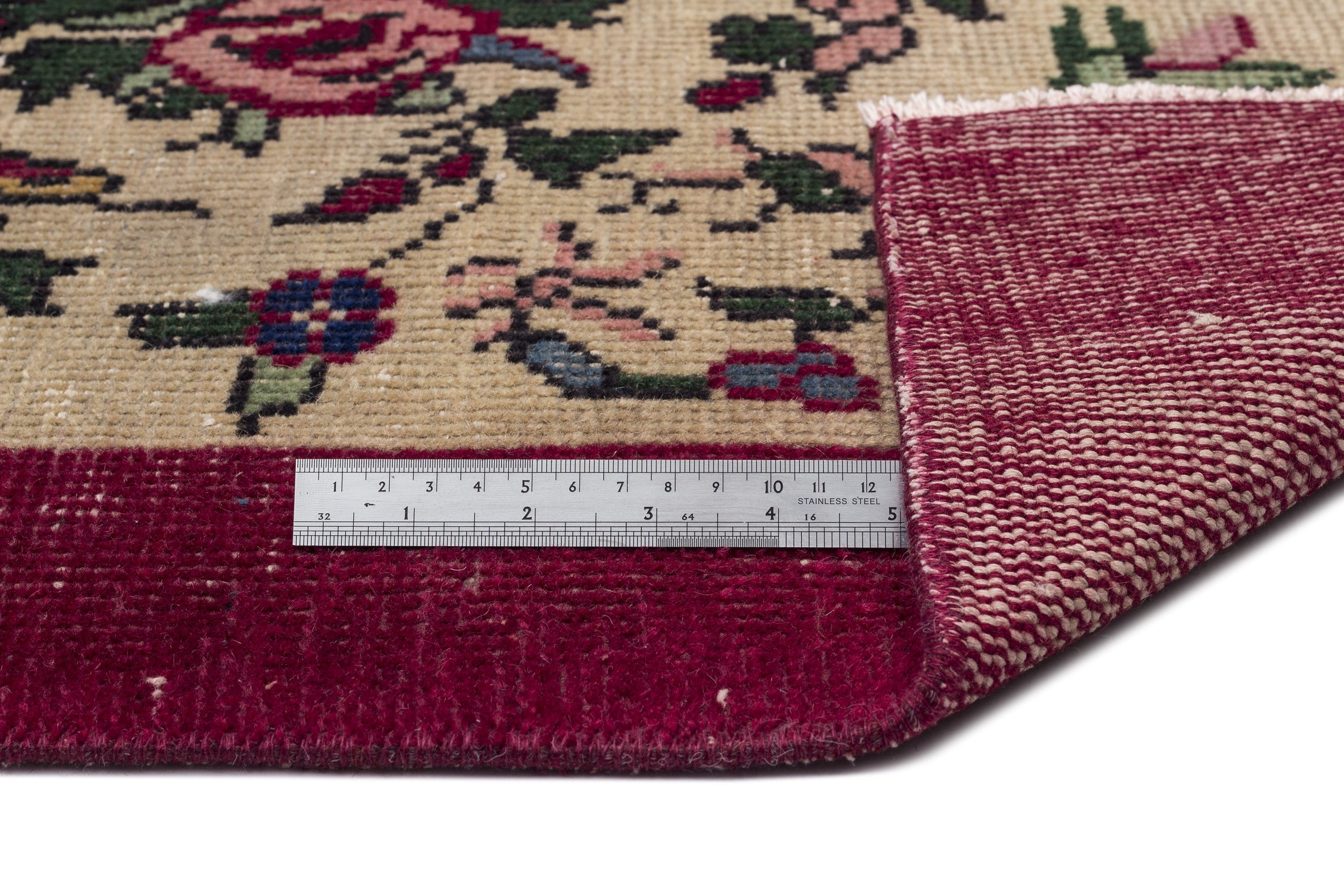 Atina Cream Vintage Wool Handmade Area Rug 5'9" x 9'0"
