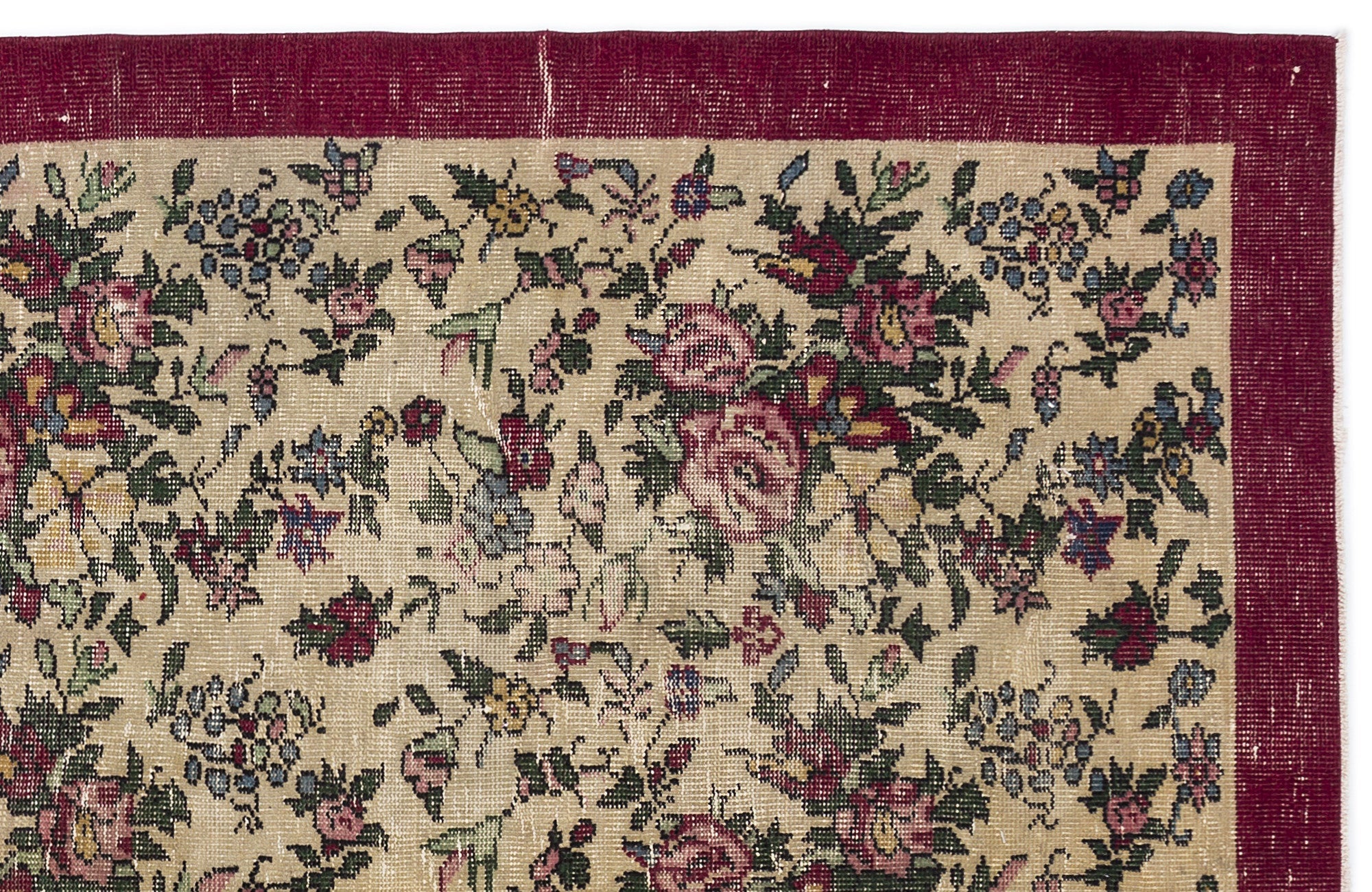 Atina Cream Vintage Wool Handmade Area Rug 5'9" x 9'0"