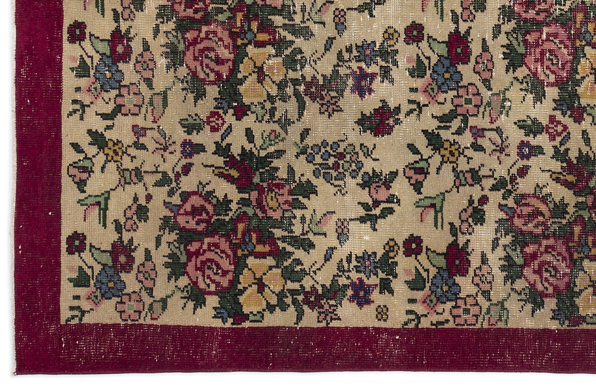 Atina Cream Vintage Wool Handmade Area Rug 5'9" x 9'0"