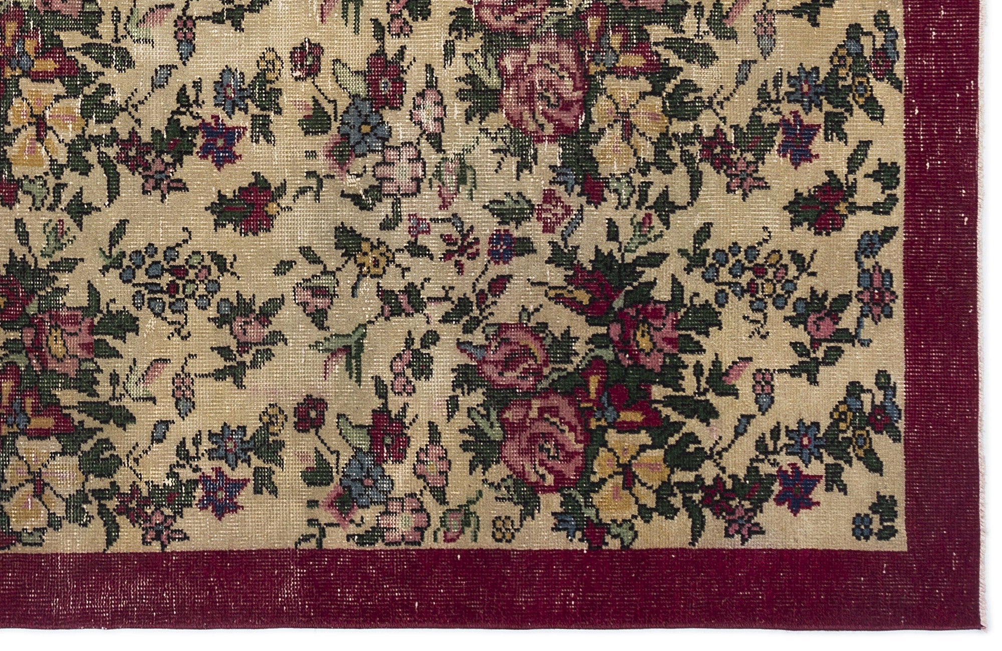 Atina Cream Vintage Wool Handmade Area Rug 5'9" x 9'0"