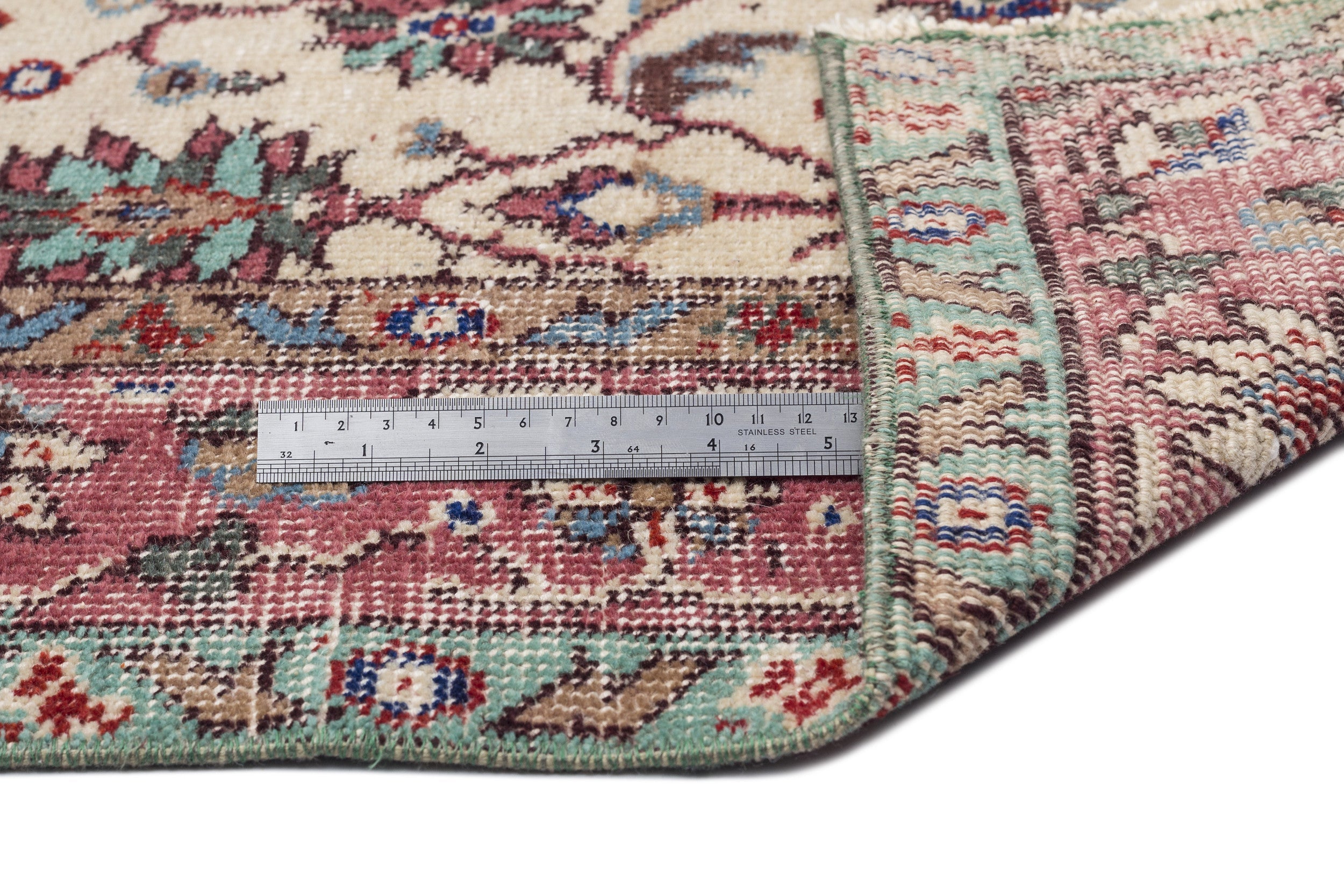 Atina 9460 Beige Vintage Wool Handmade Area Rug 6'0" x 7'7"