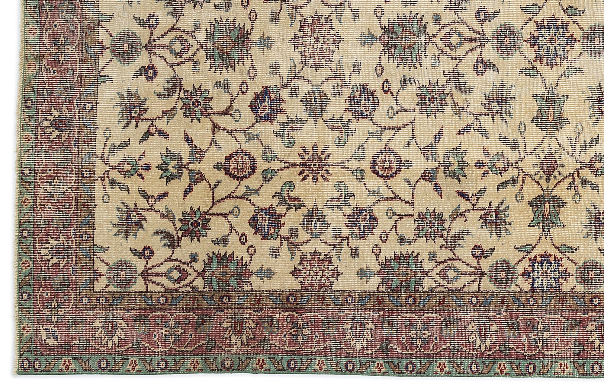 Atina 9460 Beige Vintage Wool Handmade Area Rug 6'0" x 7'7"