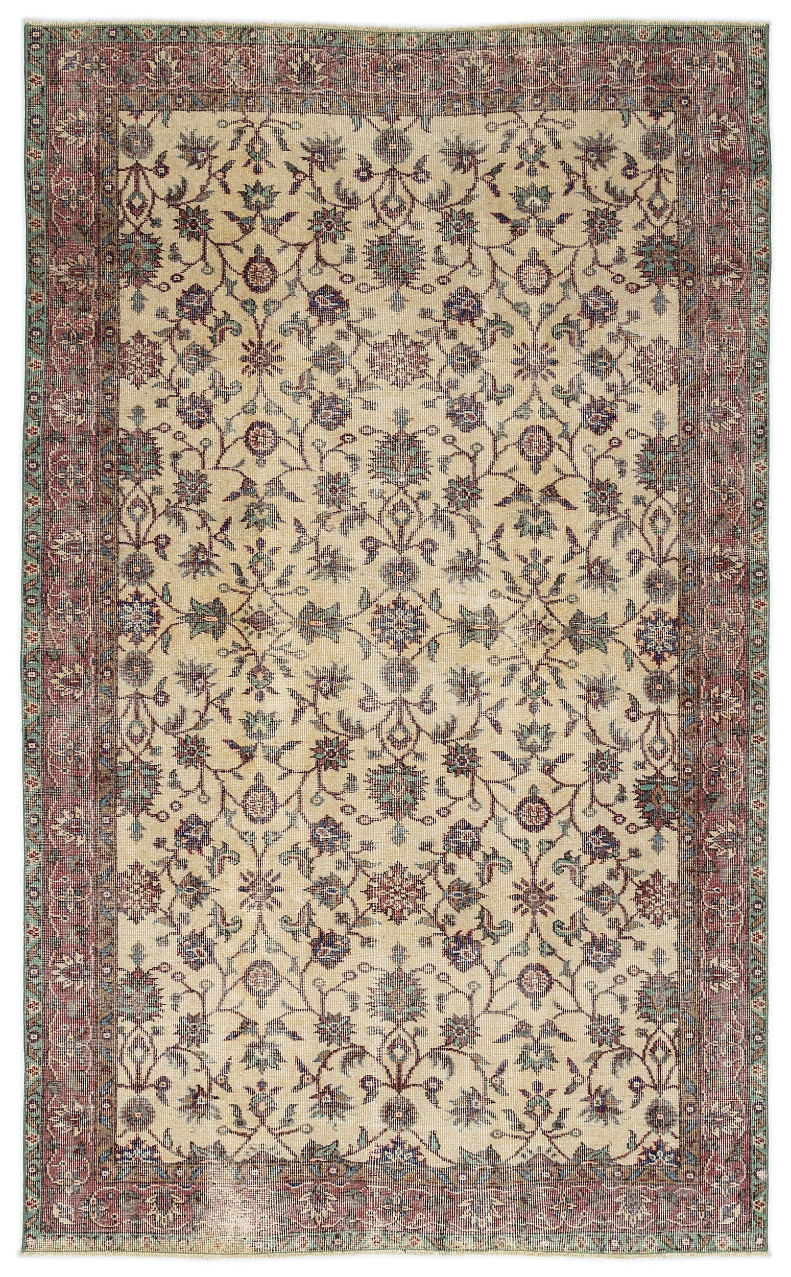 Atina 9460 Beige Vintage Wool Handmade Area Rug 6'0" x 7'7"
