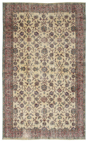 Atina 9460 Beige Vintage Wool Handmade Area Rug 6'0" x 7'7"