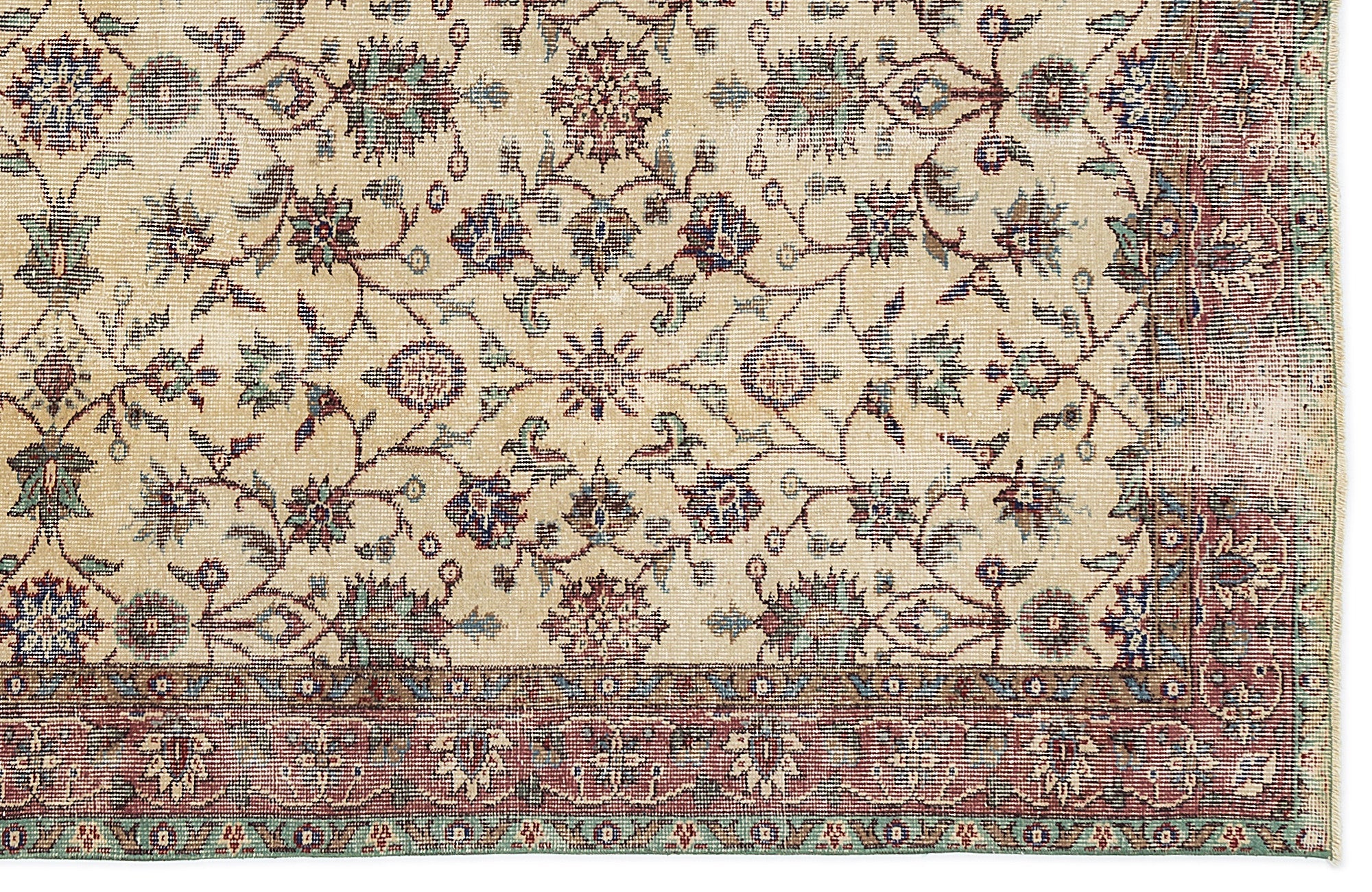 Atina 9460 Beige Vintage Wool Handmade Area Rug 6'0" x 7'7"