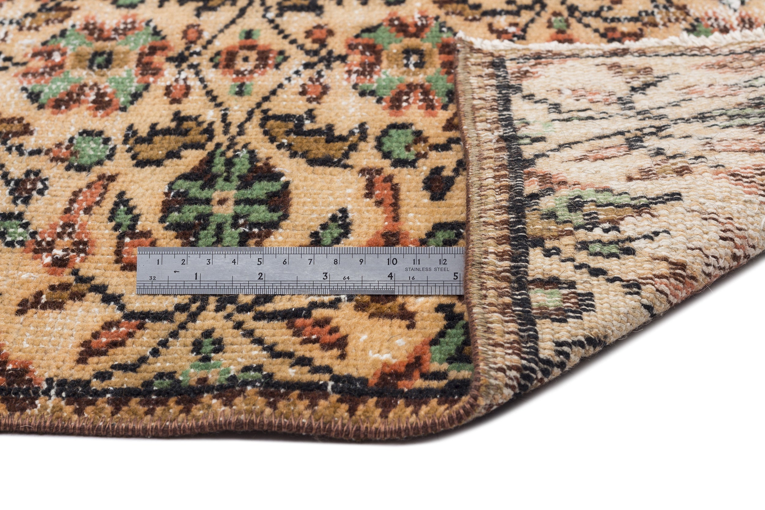 Atina Cream Vintage Wool Handmade Area Rug 4'5" x 7'5"