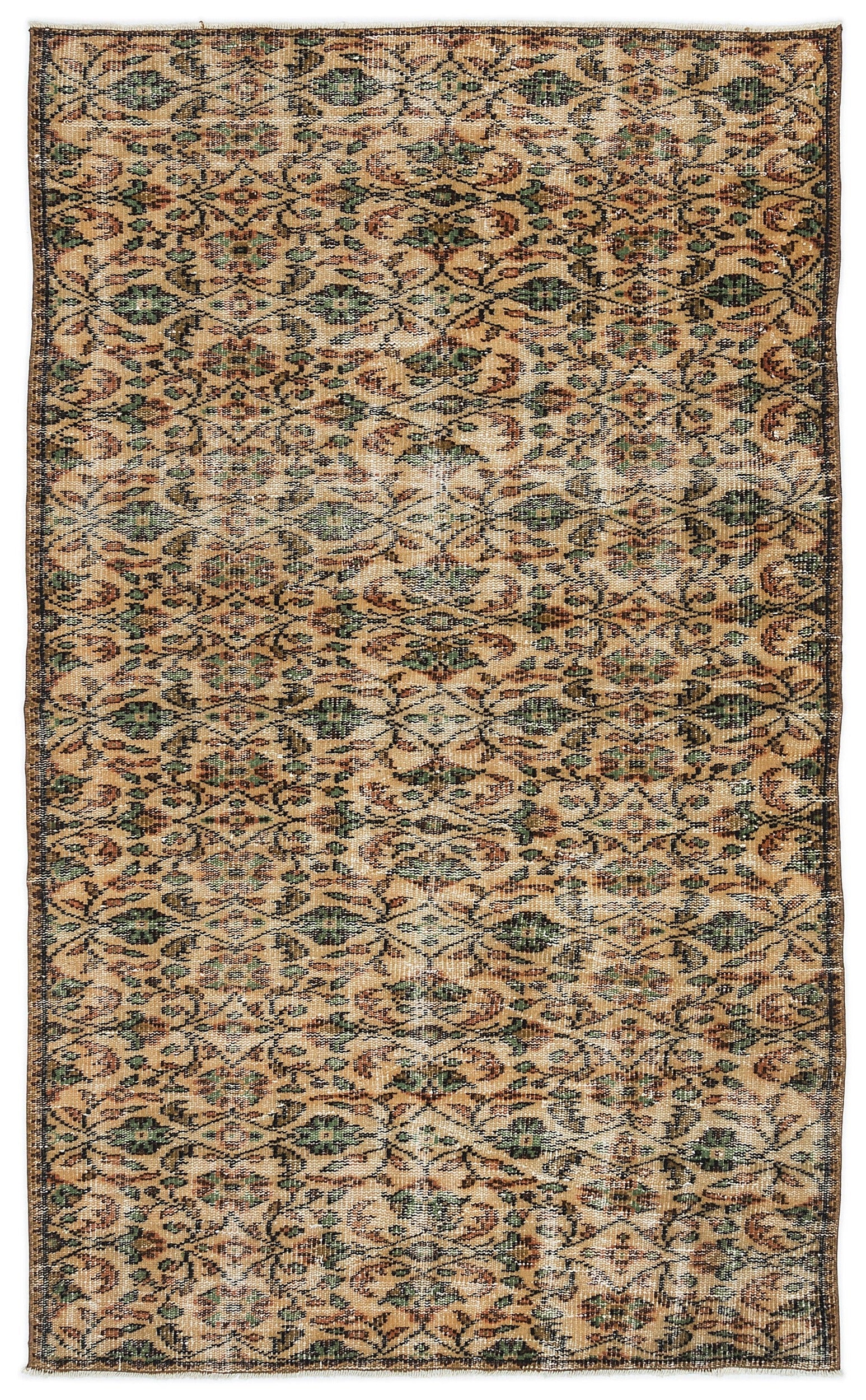 Atina Cream Vintage Wool Handmade Area Rug 4'5" x 7'5"