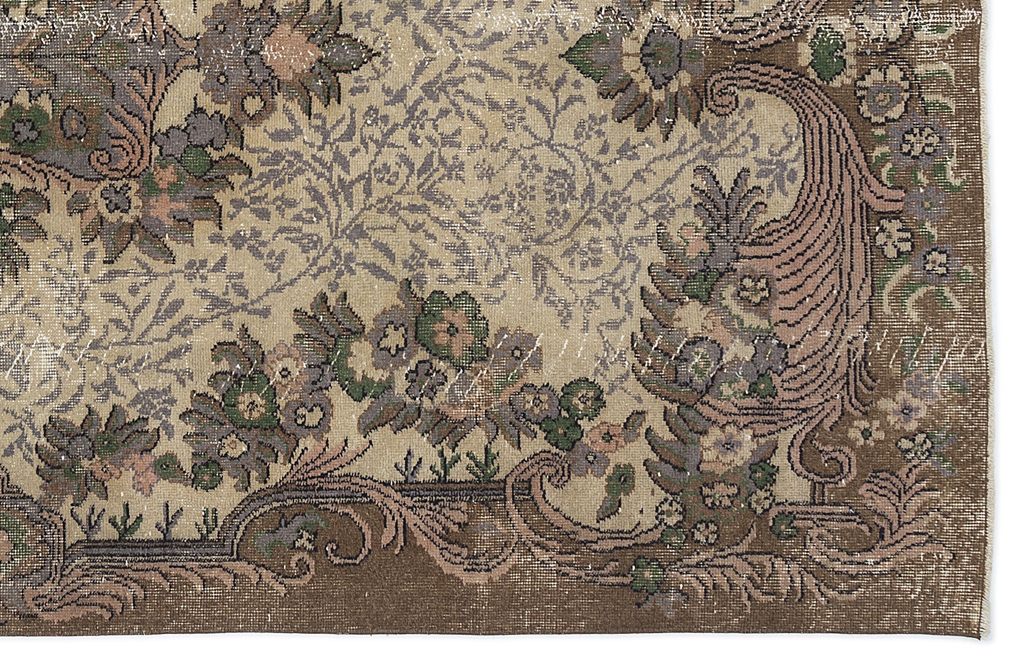 Atina Cream Classic Wool Handmade Area Rug 5'5" x 9'10"