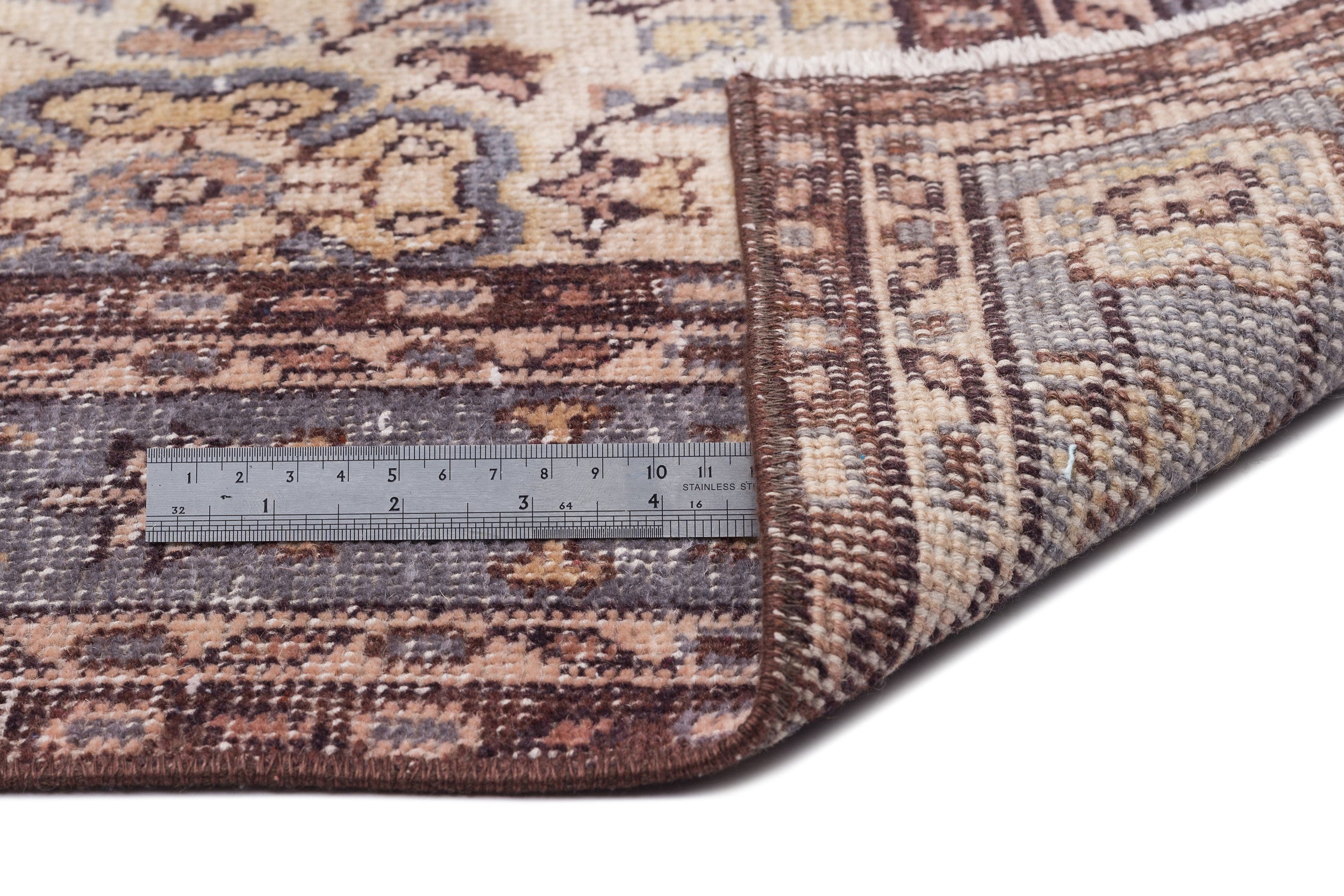 Atina Beige Vintage Wool Handmade Area Rug 5'5" x 8'6"