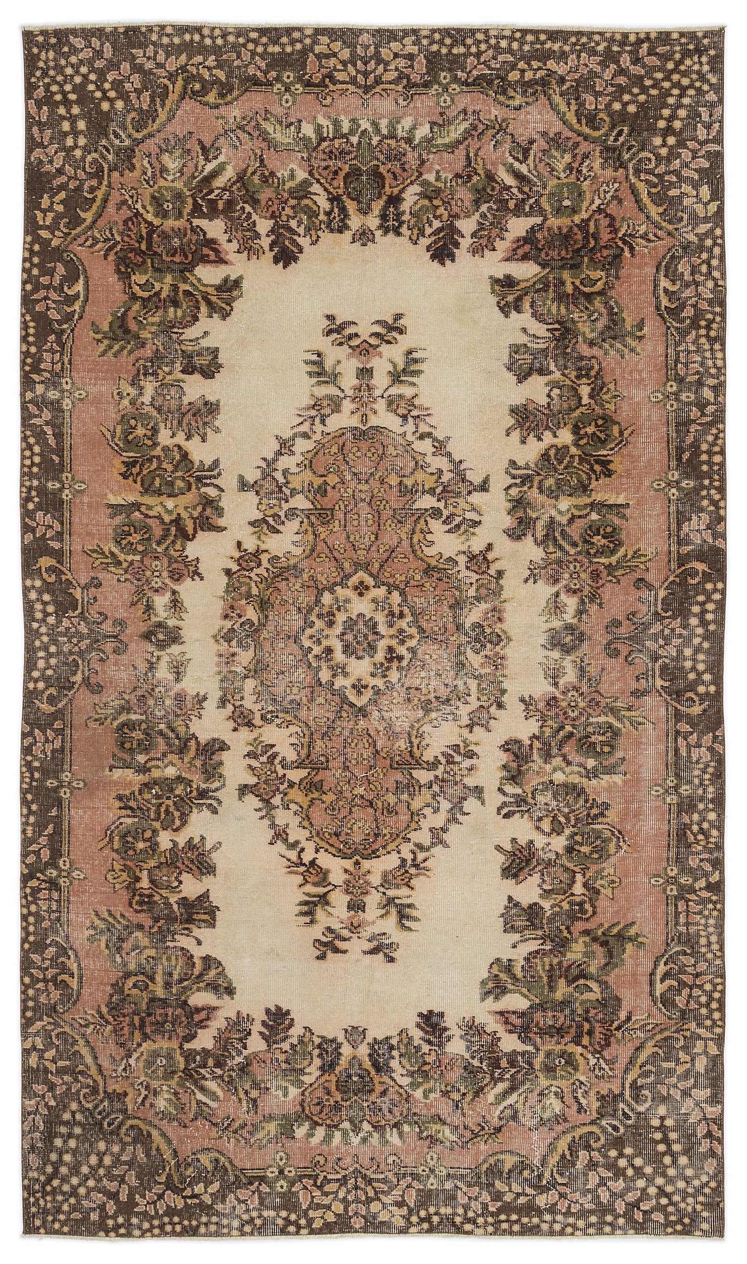 Atina 9502 Beige Vintage Wool Handmade Area Rug 5'4" x 9'5"