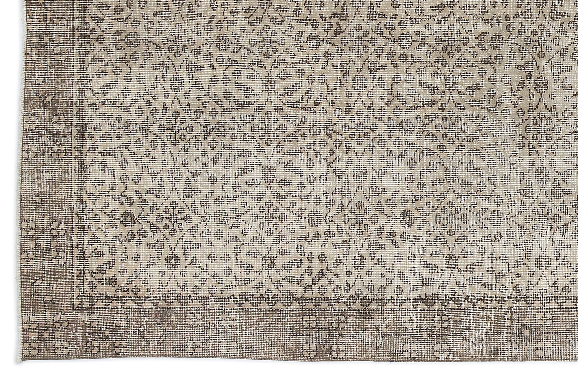 Atina Beige Vintage Wool Handmade Area Rug 4'11" x 8'3"