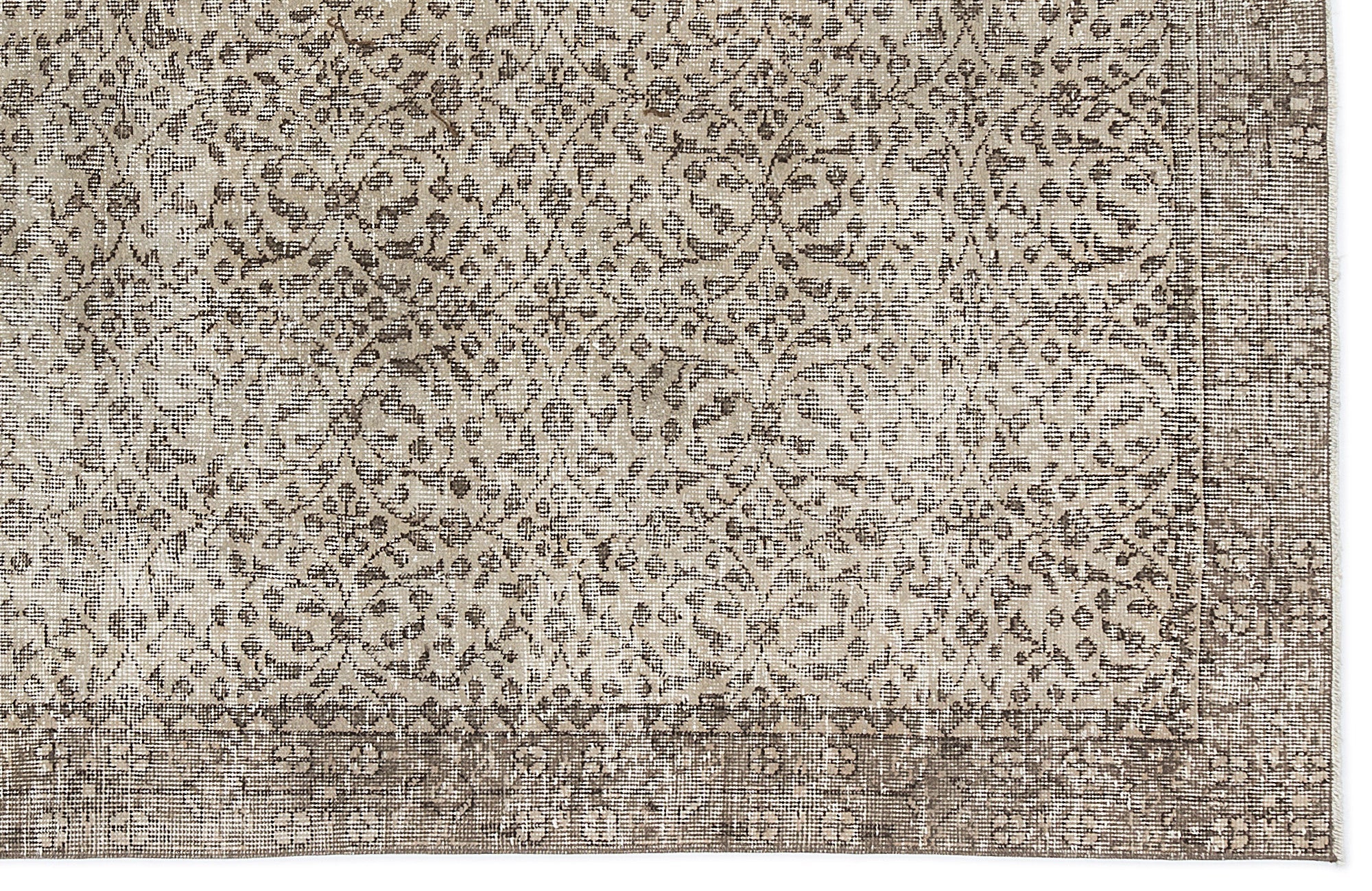 Atina Beige Vintage Wool Handmade Area Rug 4'11" x 8'3"