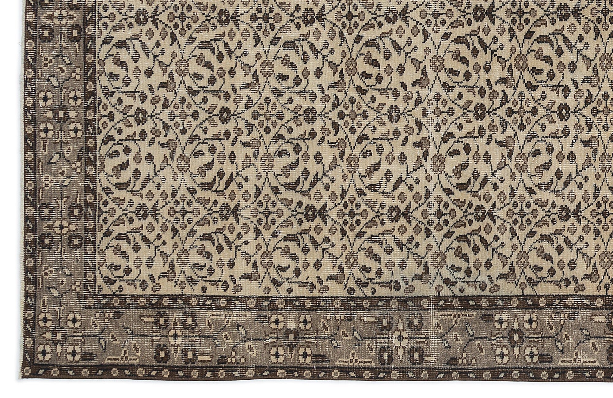 Atina 9517 Beige Vintage Wool Handmade Area Rug 5'7" x 9'5"