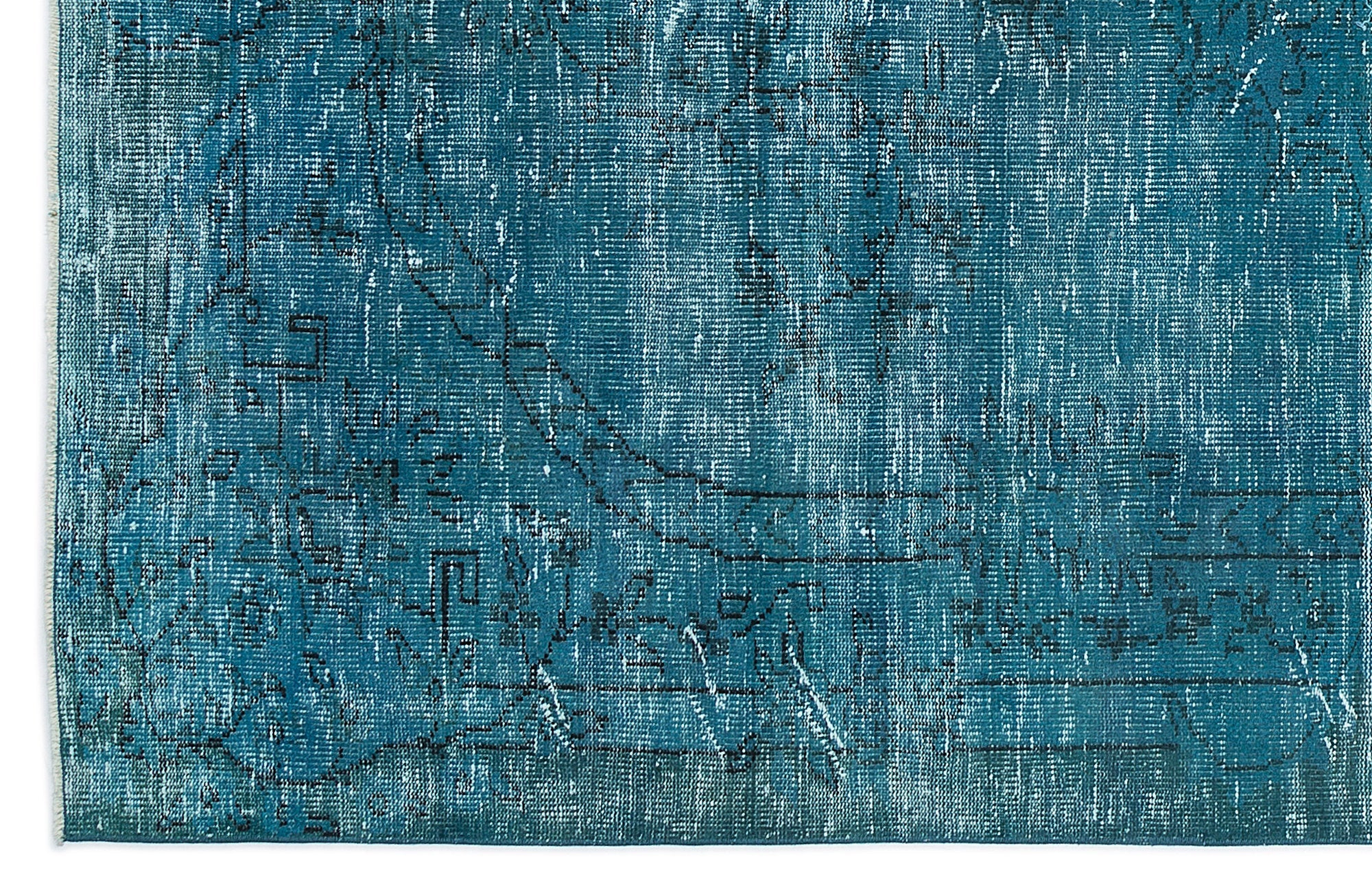Atina 9522 Turquoise Vintage Wool Handmade Area Rug 6'1" x 9'10"