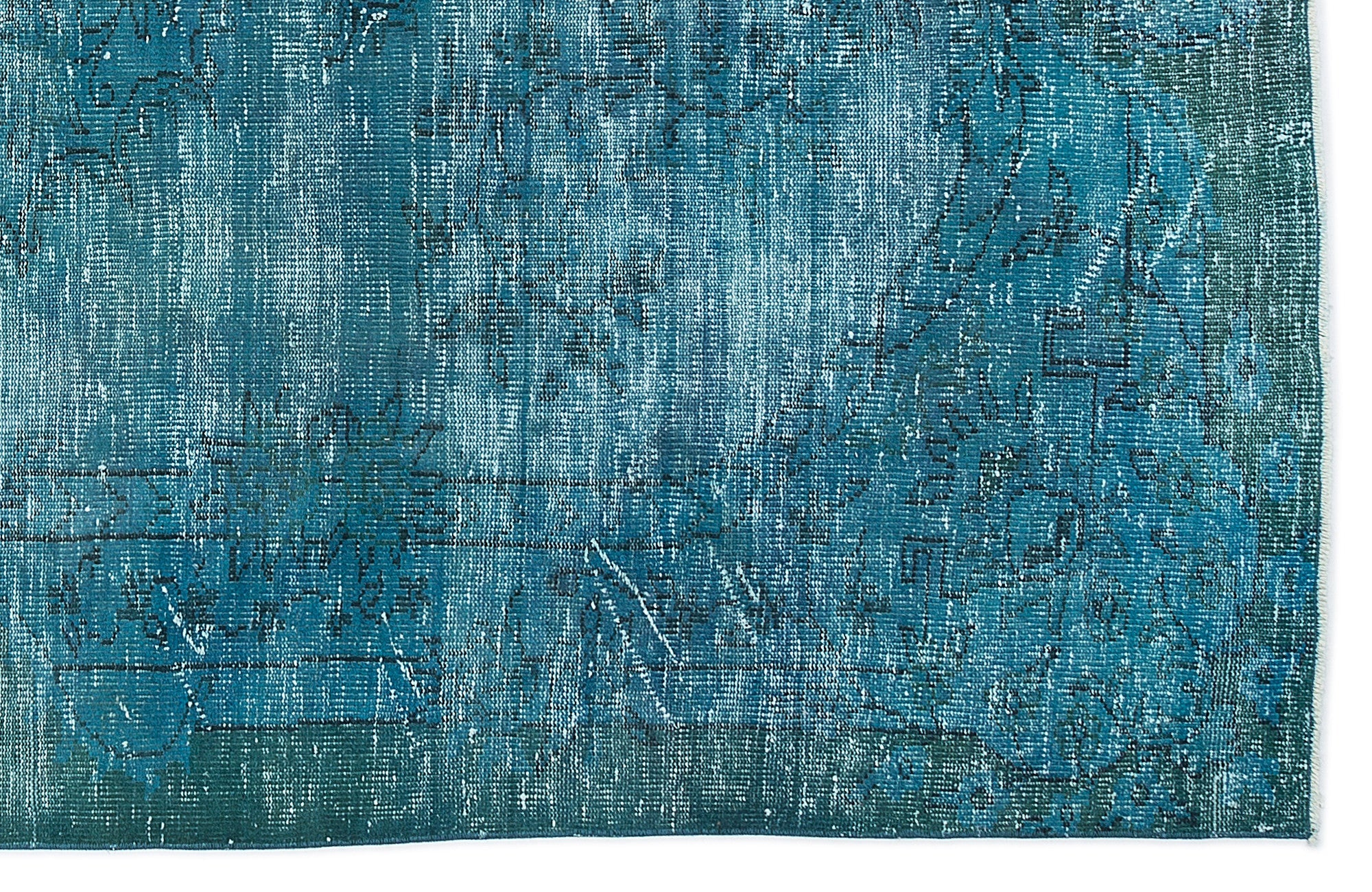 Atina 9522 Turquoise Vintage Wool Handmade Area Rug 6'1" x 9'10"