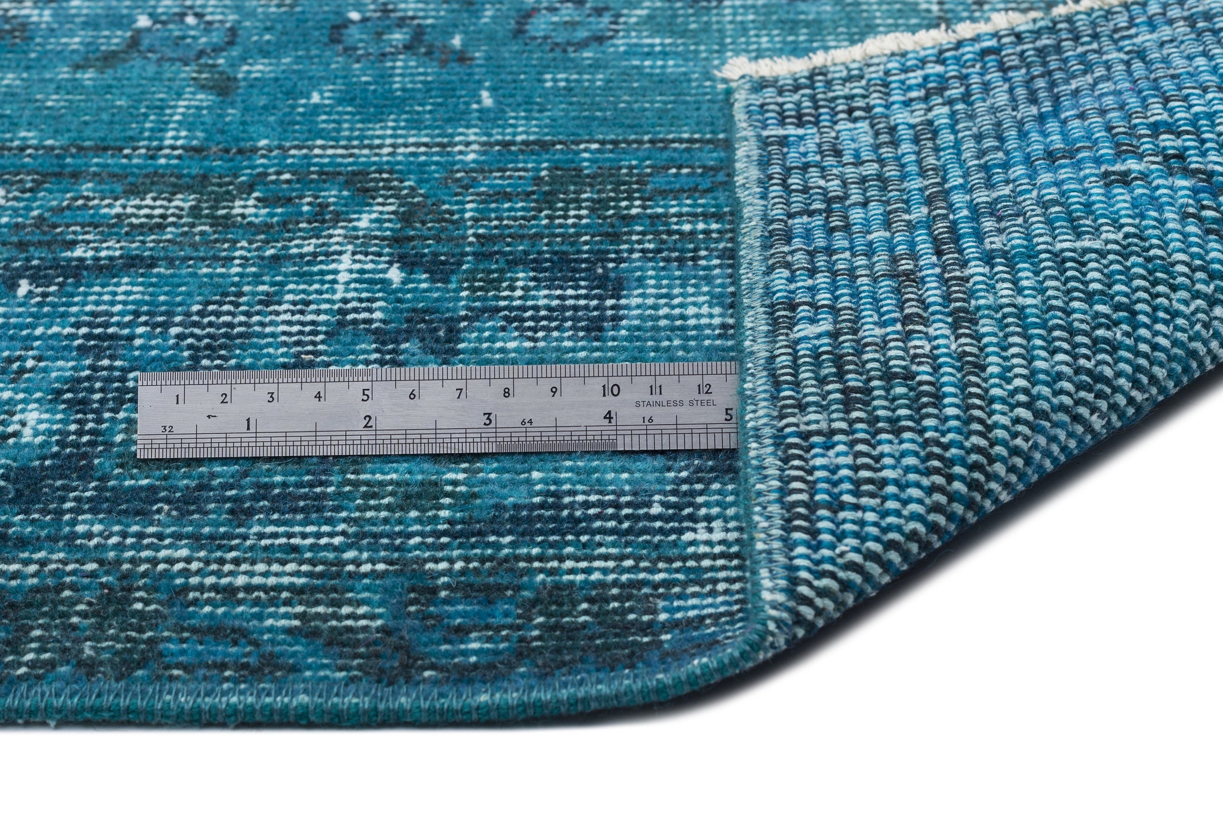 Atina Turquoise Vintage Wool Handmade Area Rug 5'11" x 9'8"