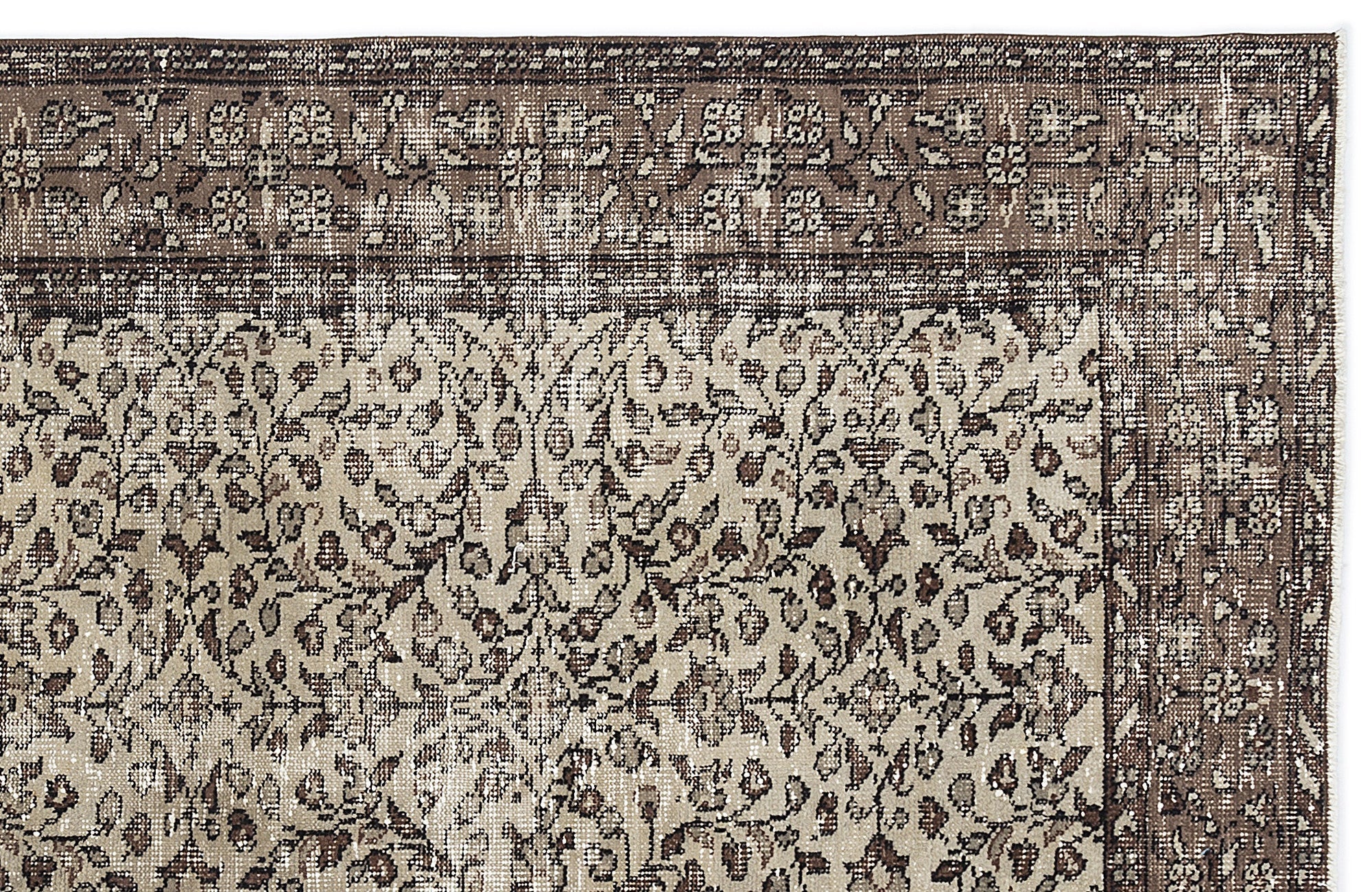 Atina Beige Vintage Wool Handmade Area Rug 4'6" x 8'6"
