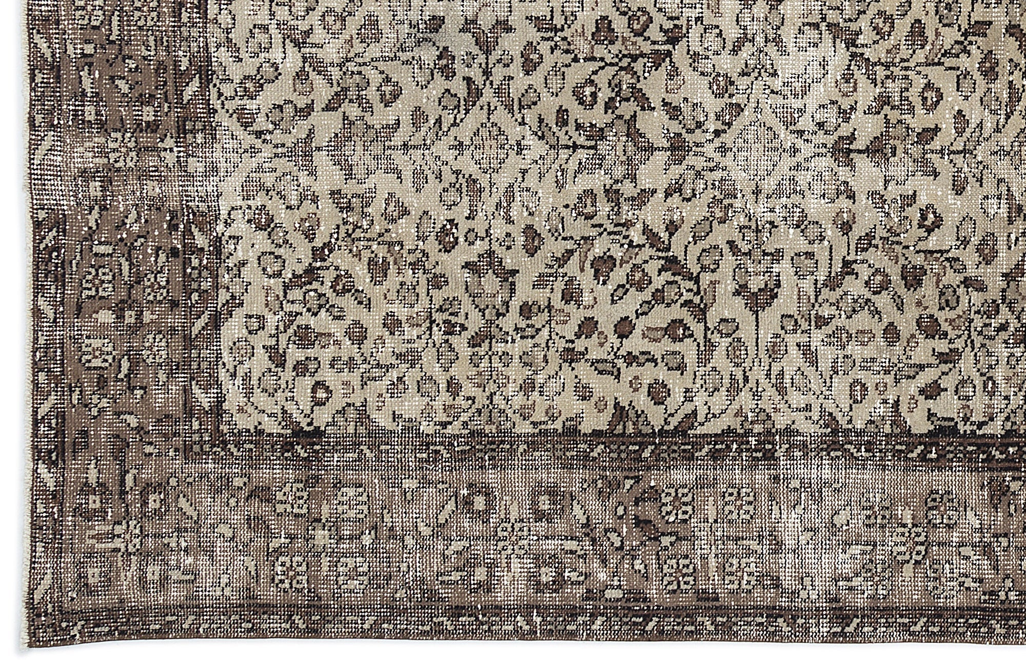 Atina Beige Vintage Wool Handmade Area Rug 4'6" x 8'6"