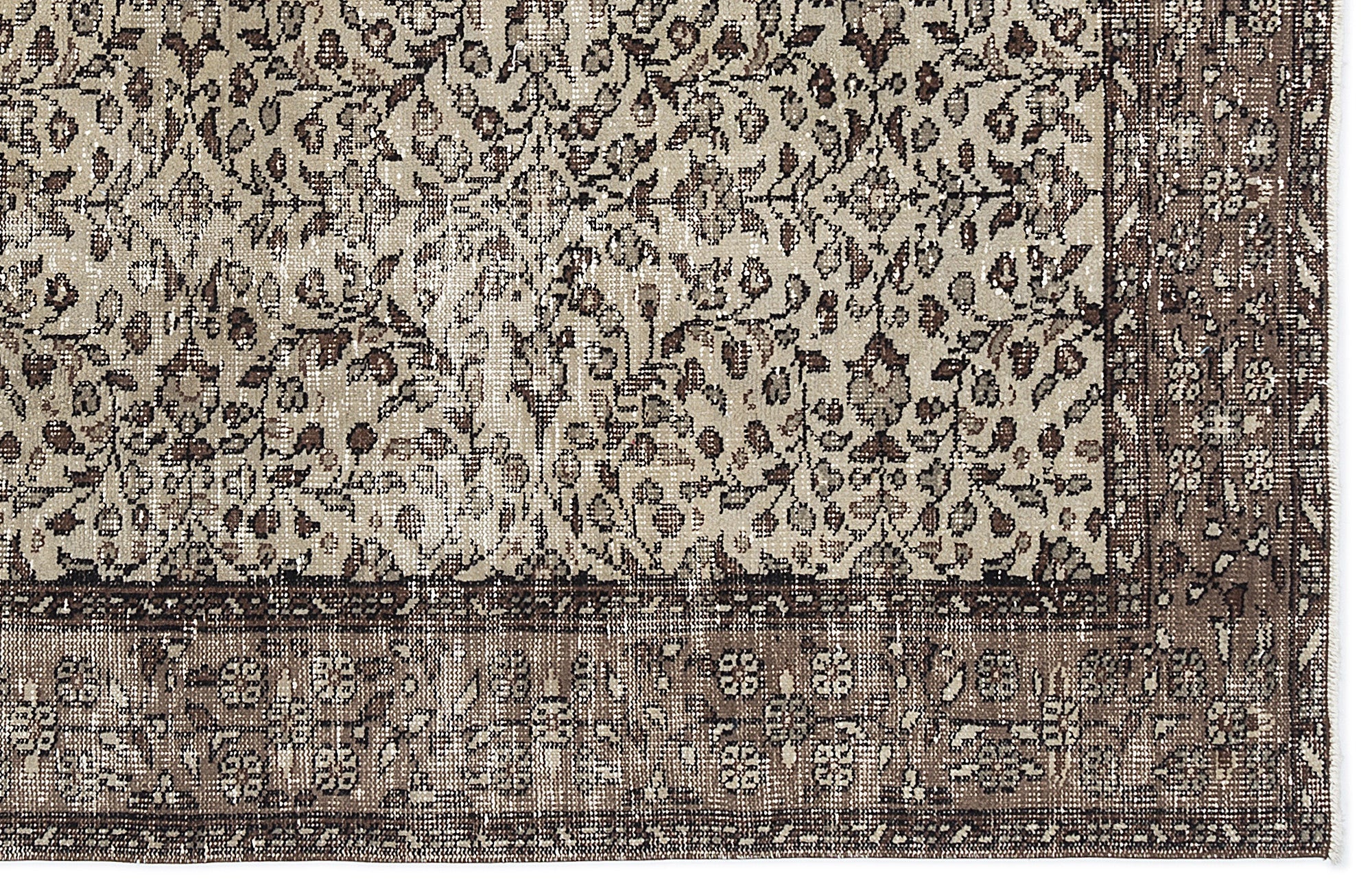 Atina Beige Vintage Wool Handmade Area Rug 4'6" x 8'6"