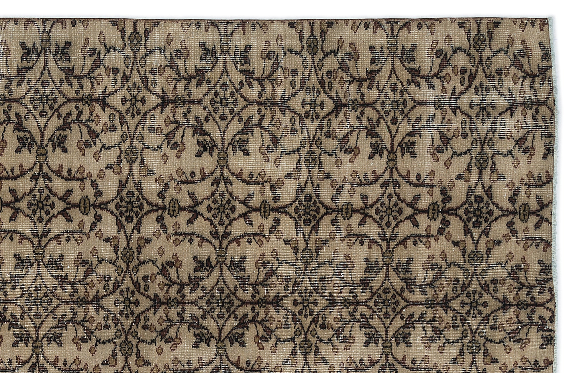 Atina Beige Vintage Wool Handmade Area Rug 6'1" x 9'3"
