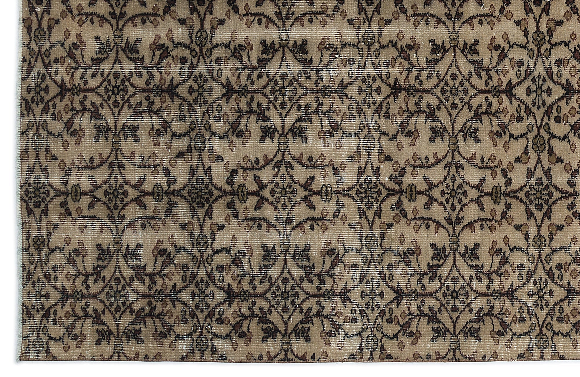Atina Beige Vintage Wool Handmade Area Rug 6'1" x 9'3"