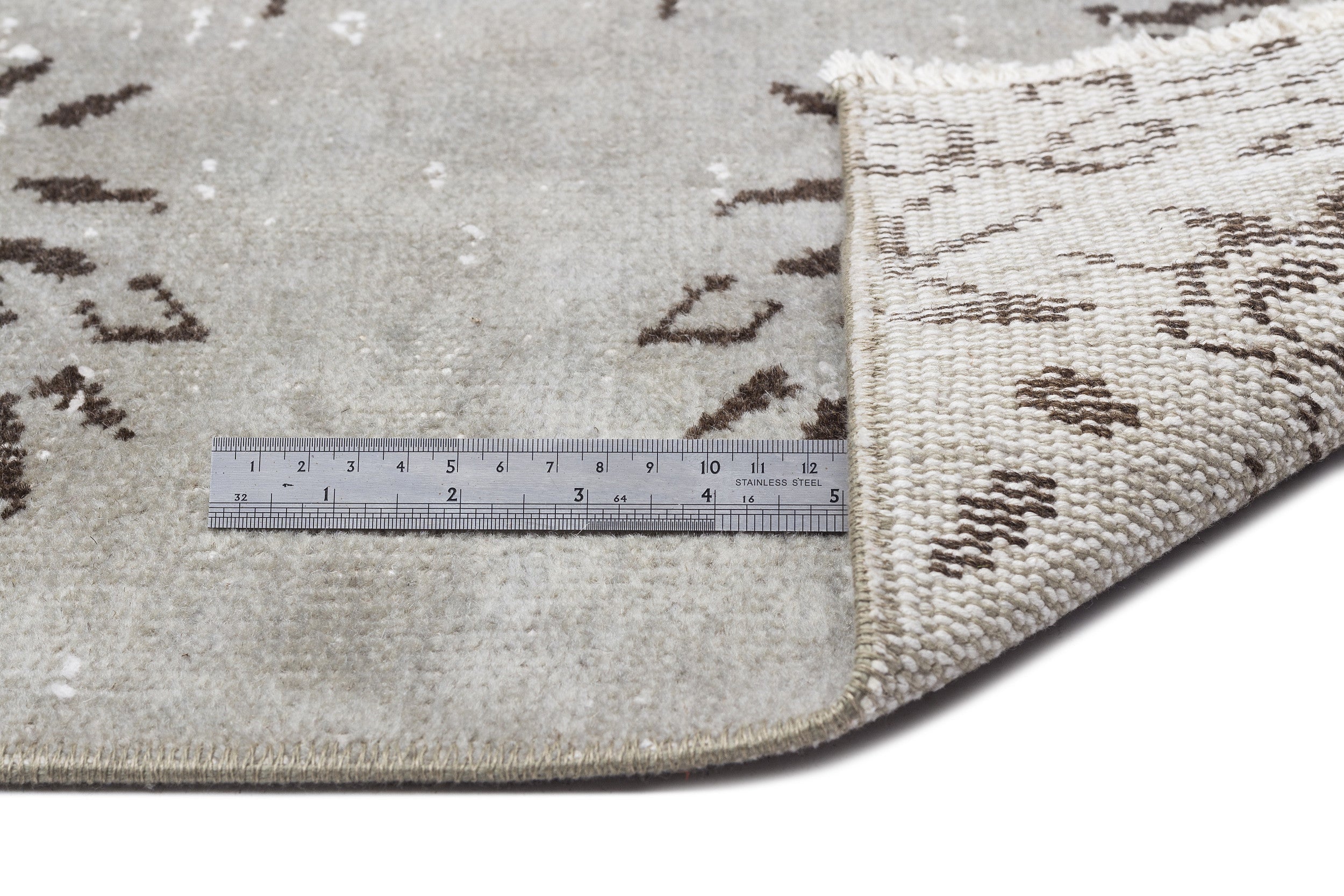 Atina Beige Vintage Wool Handmade Area Rug 5'2" x 8'9"